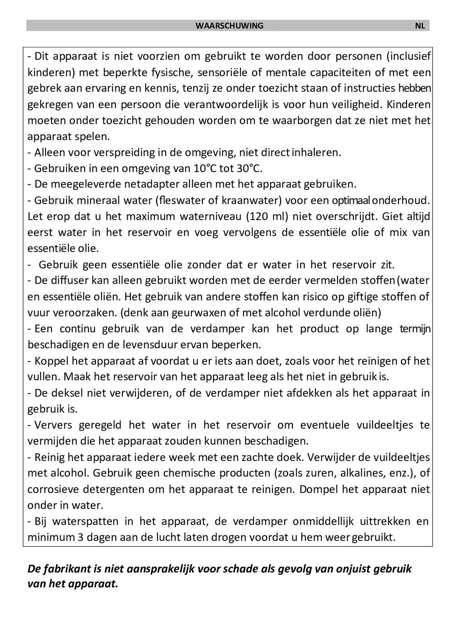 Leaves Aroma Diffuser afbeelding van document #2, gebruiksaanwijzing