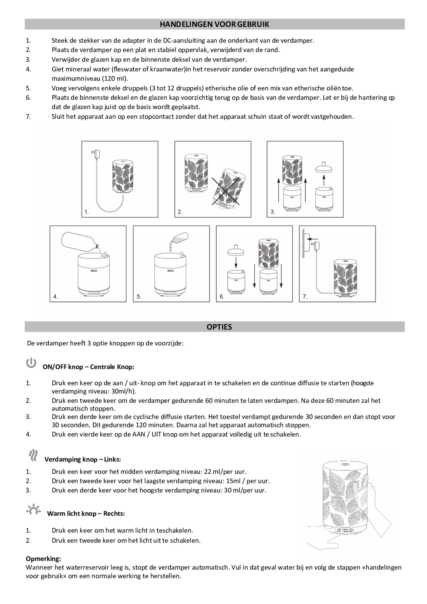 Leaves Aroma Diffuser afbeelding van document #3, gebruiksaanwijzing