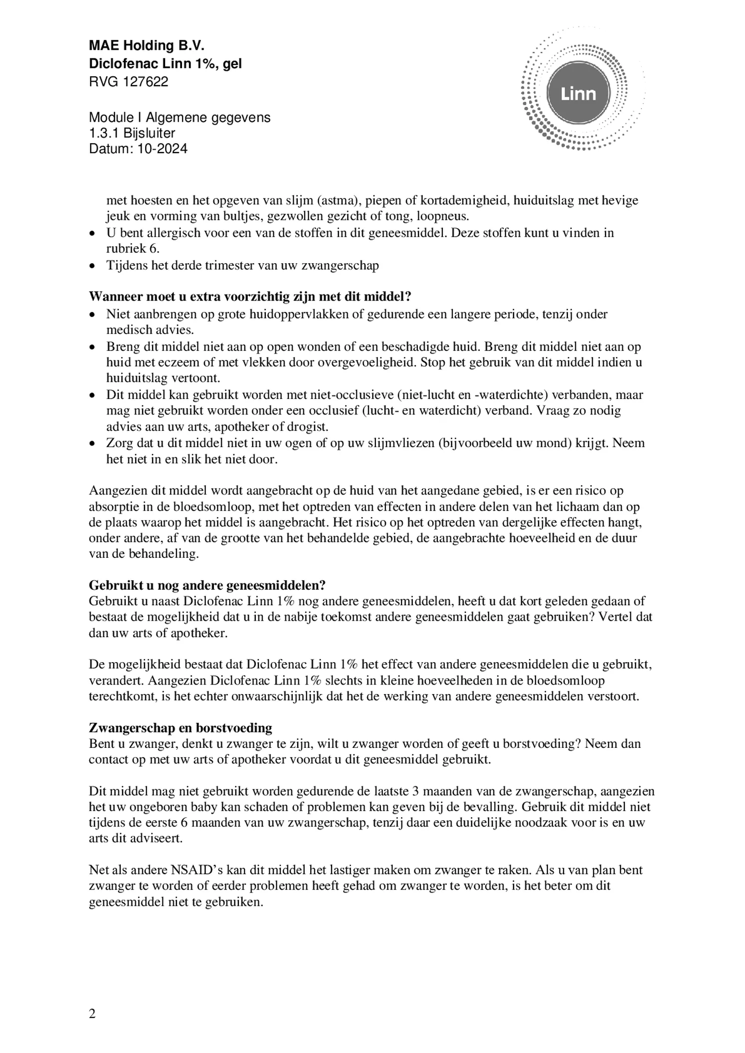 Diclofenac 1% Gel afbeelding van document #2, bijsluiter