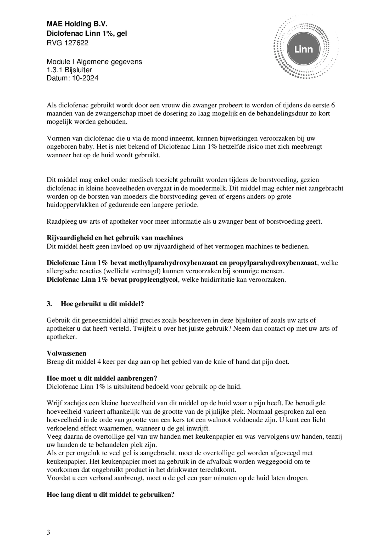 Diclofenac 1% Gel afbeelding van document #3, bijsluiter