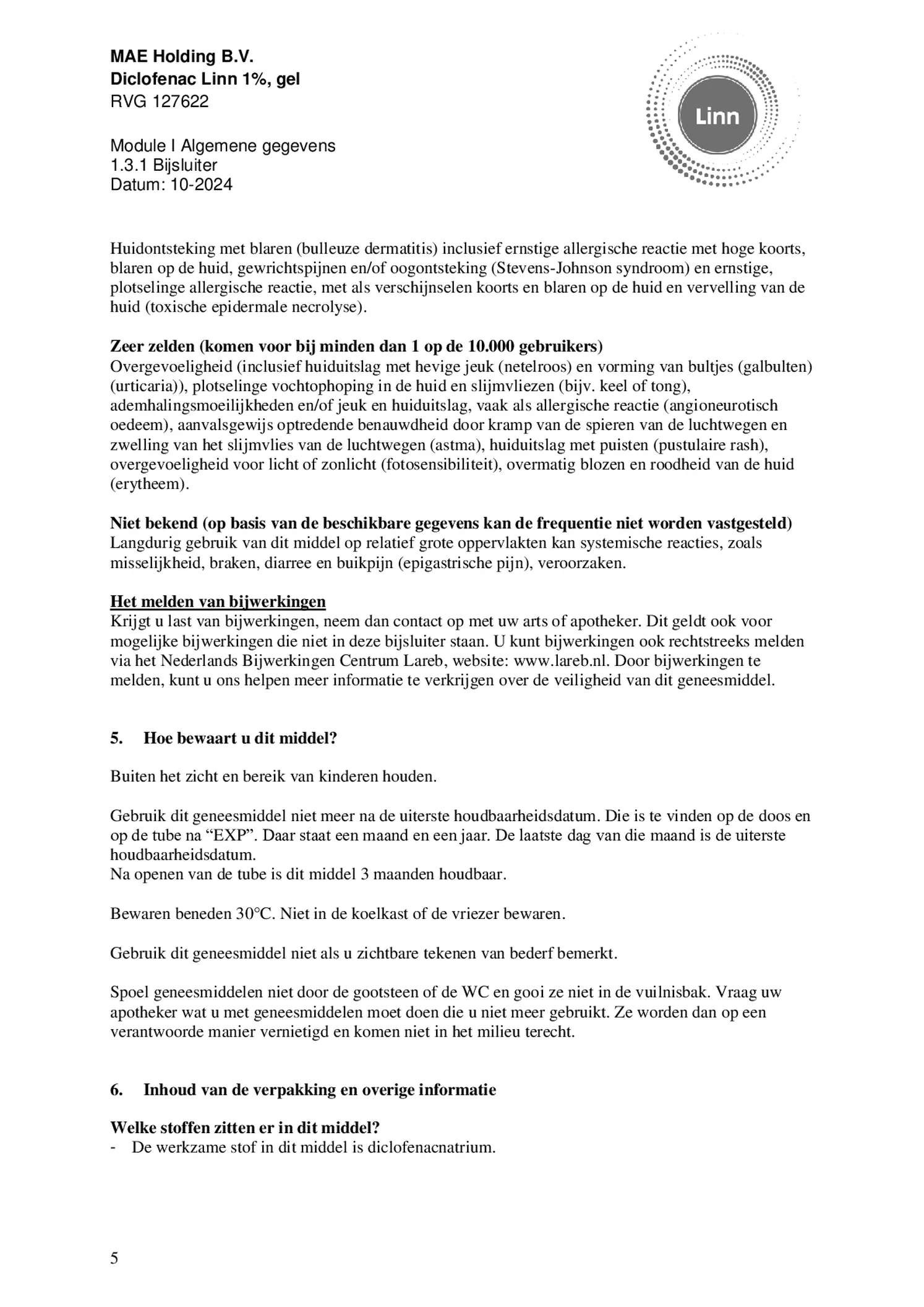 Diclofenac 1% Gel afbeelding van document #5, bijsluiter
