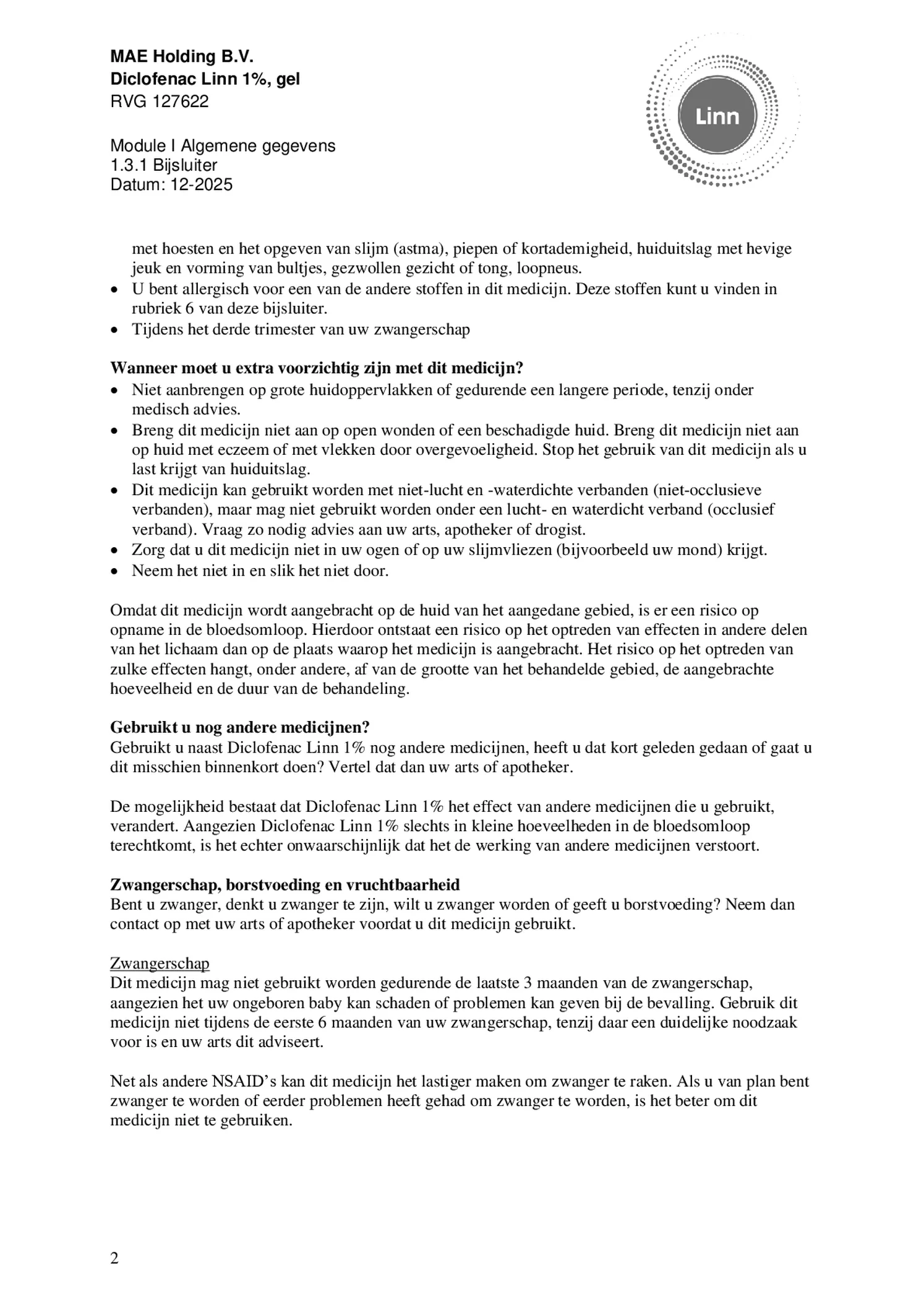 Diclofenac 1% Gel afbeelding van document #2, bijsluiter