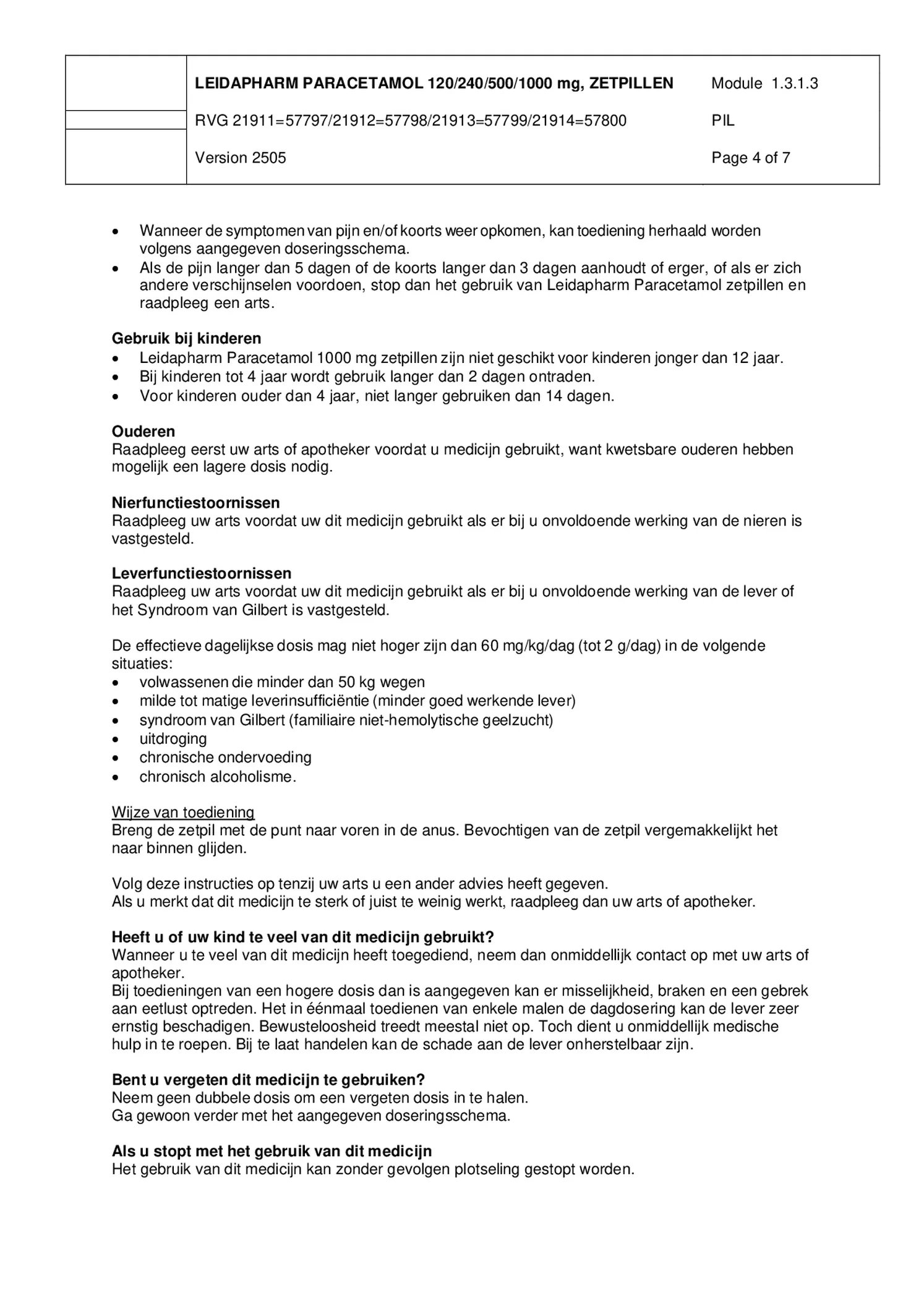 Paracetamol 1000mg Zetpil afbeelding van document #4, bijsluiter