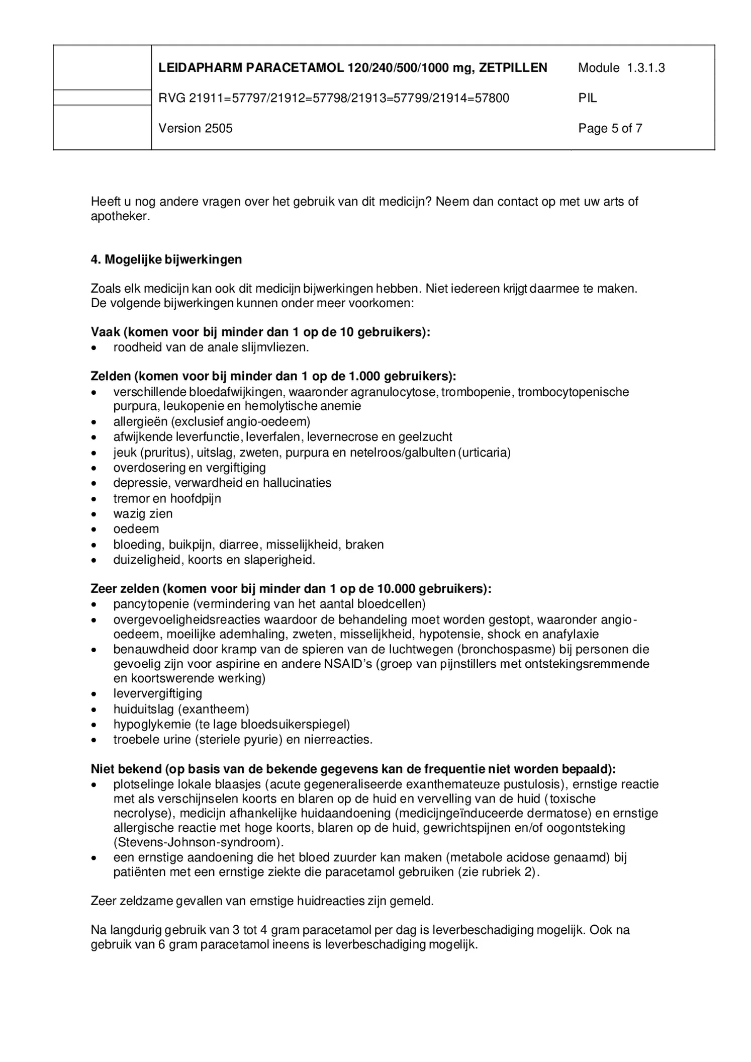 Paracetamol 1000mg Zetpil afbeelding van document #5, bijsluiter