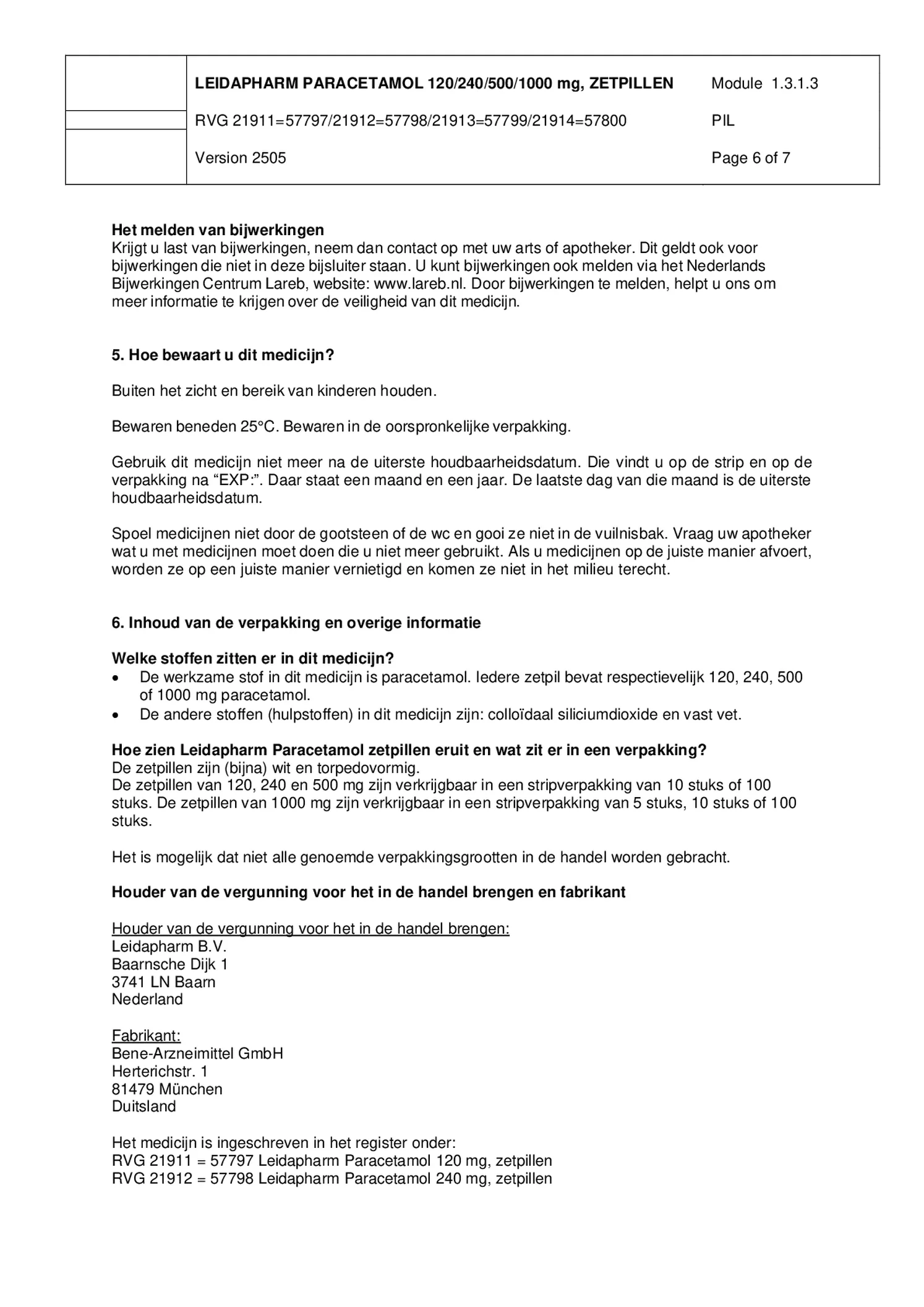 Paracetamol 1000mg Zetpil afbeelding van document #6, bijsluiter