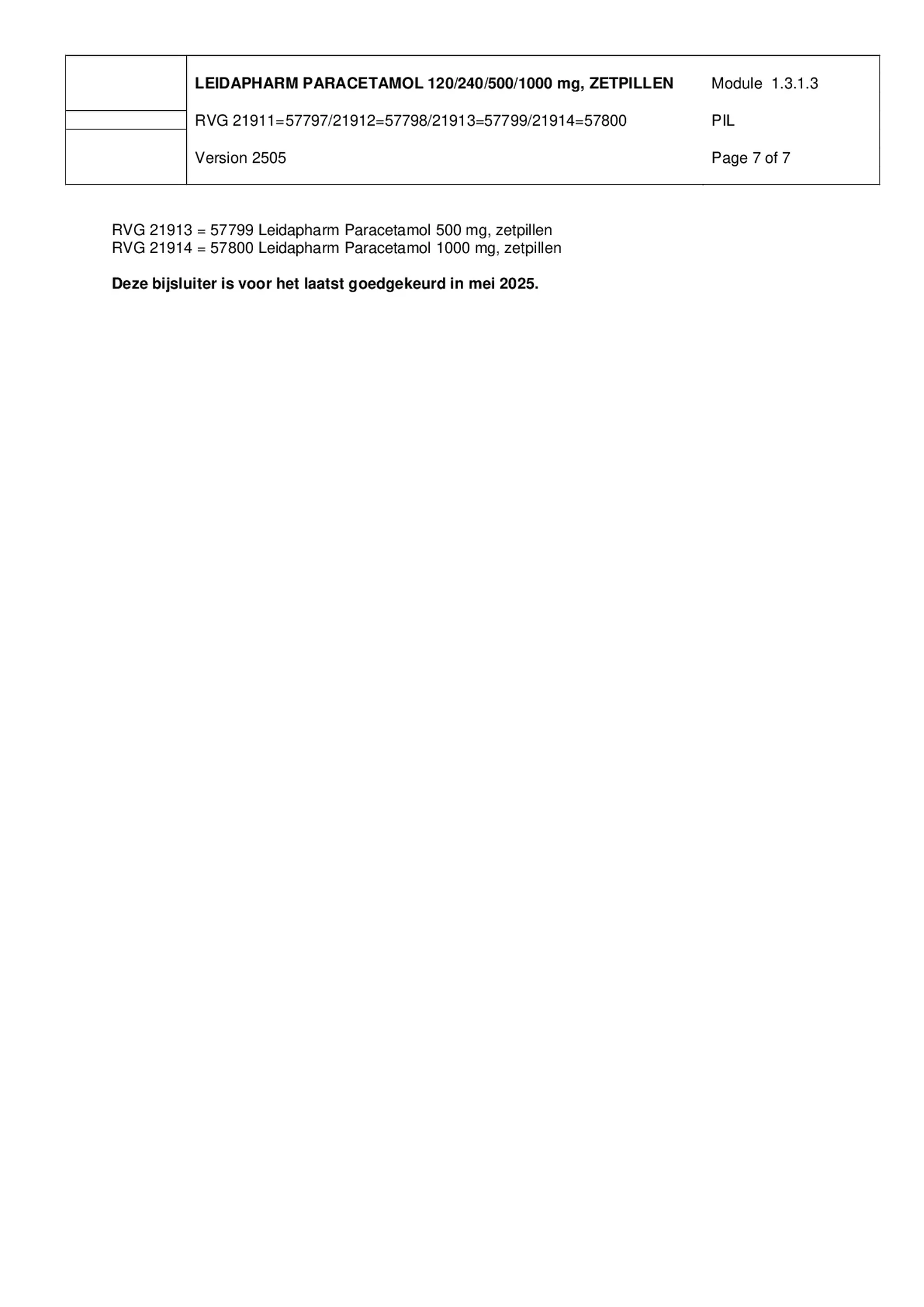 Paracetamol 1000mg Zetpil afbeelding van document #7, bijsluiter