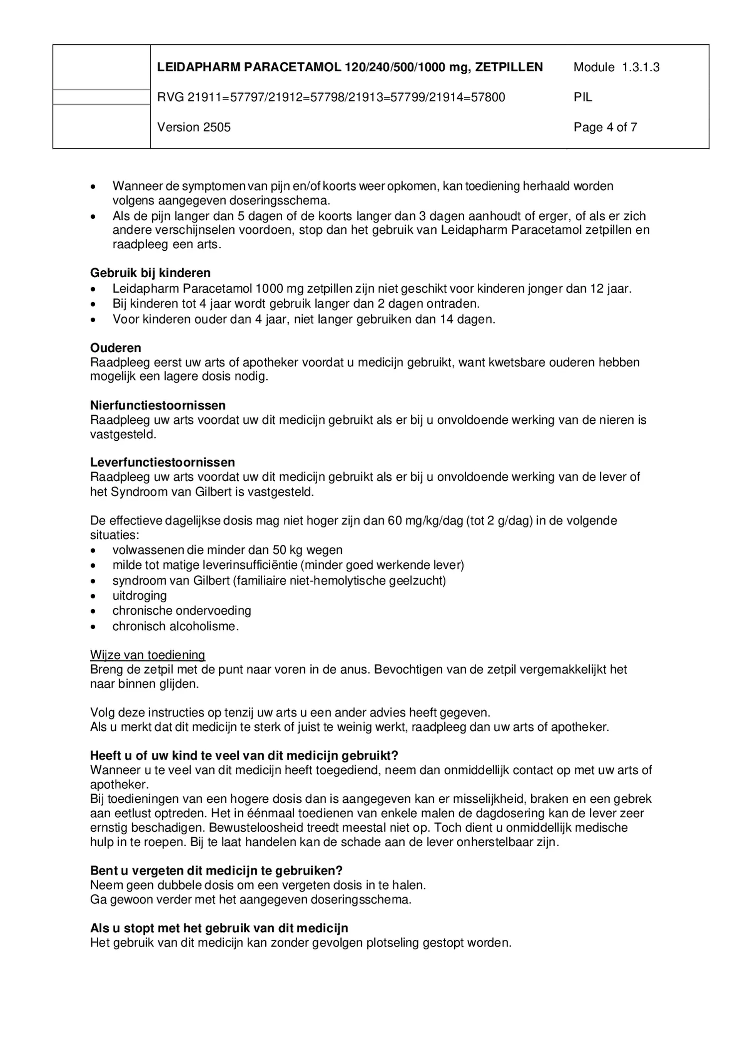Paracetamol 1000mg Zetpil afbeelding van document #4, bijsluiter