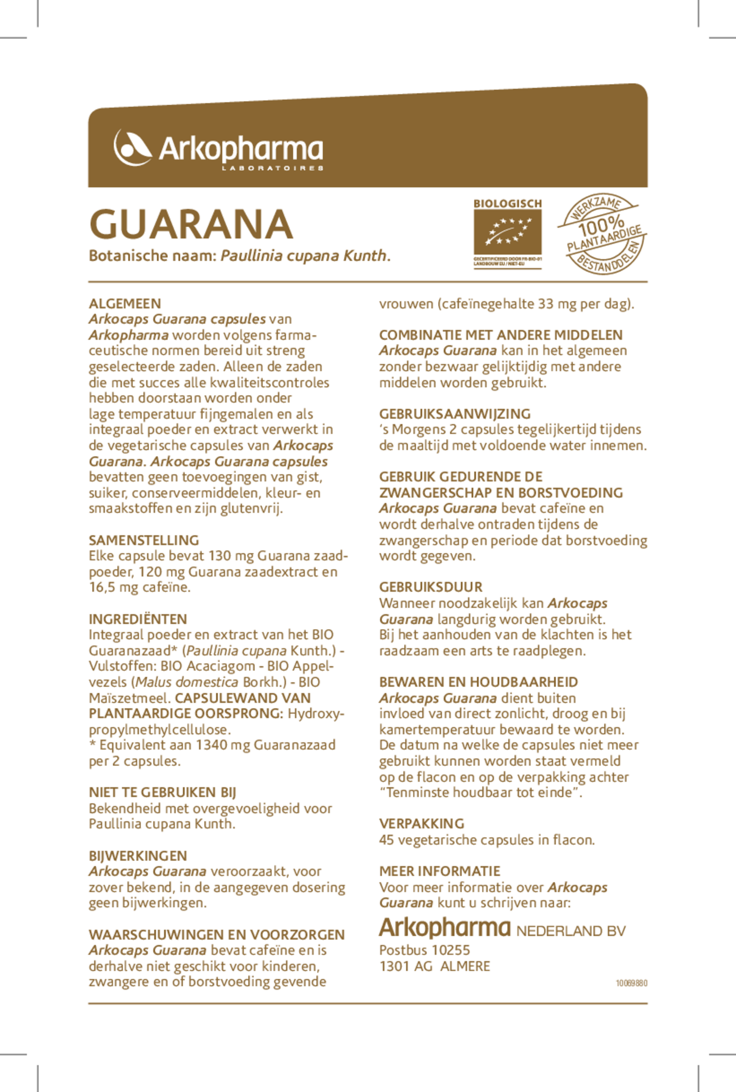 Arkocaps Guarana Biologisch Capsules afbeelding van document #1, gebruiksaanwijzing