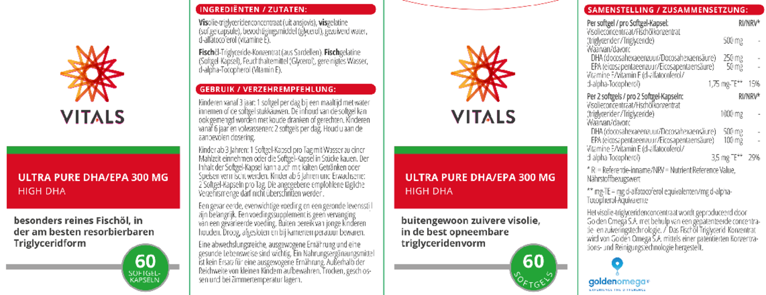 Ultra Pure DHA/EPA 300mg afbeelding van document #1, etiket