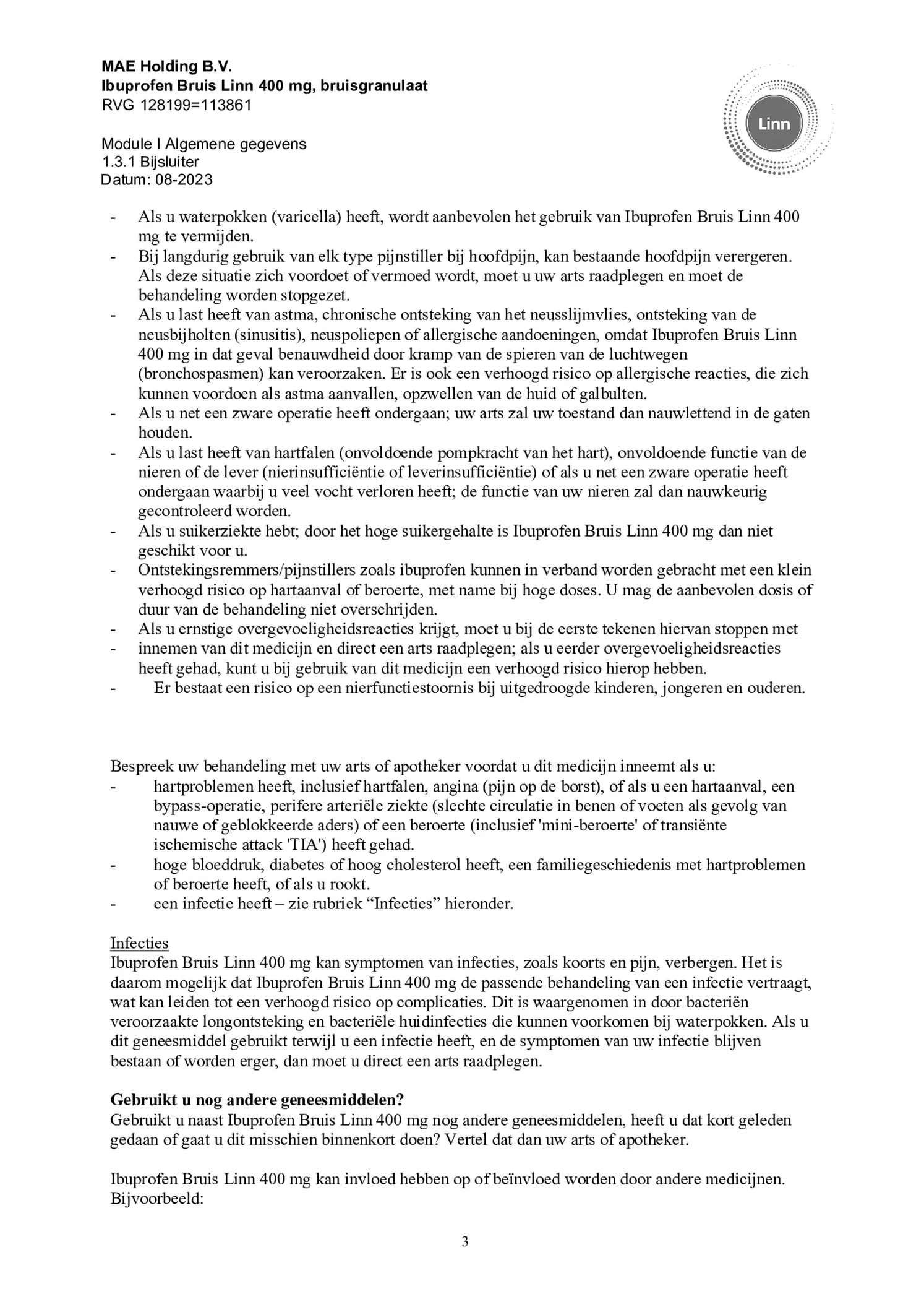Ibuprofen Bruis Sachets 400mg afbeelding van document #3, bijsluiter