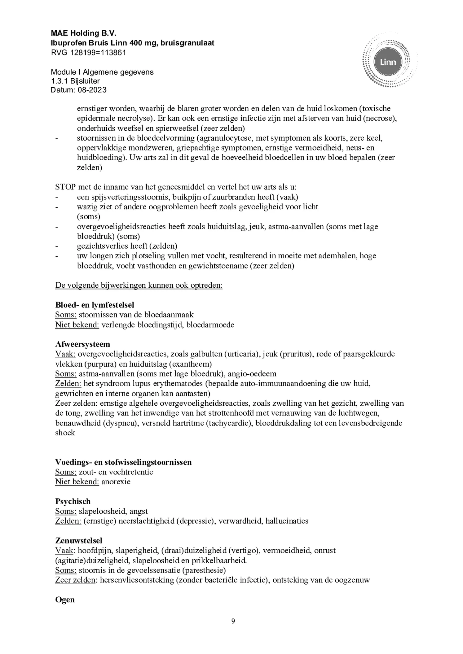 Ibuprofen Bruis Sachets 400mg afbeelding van document #9, bijsluiter