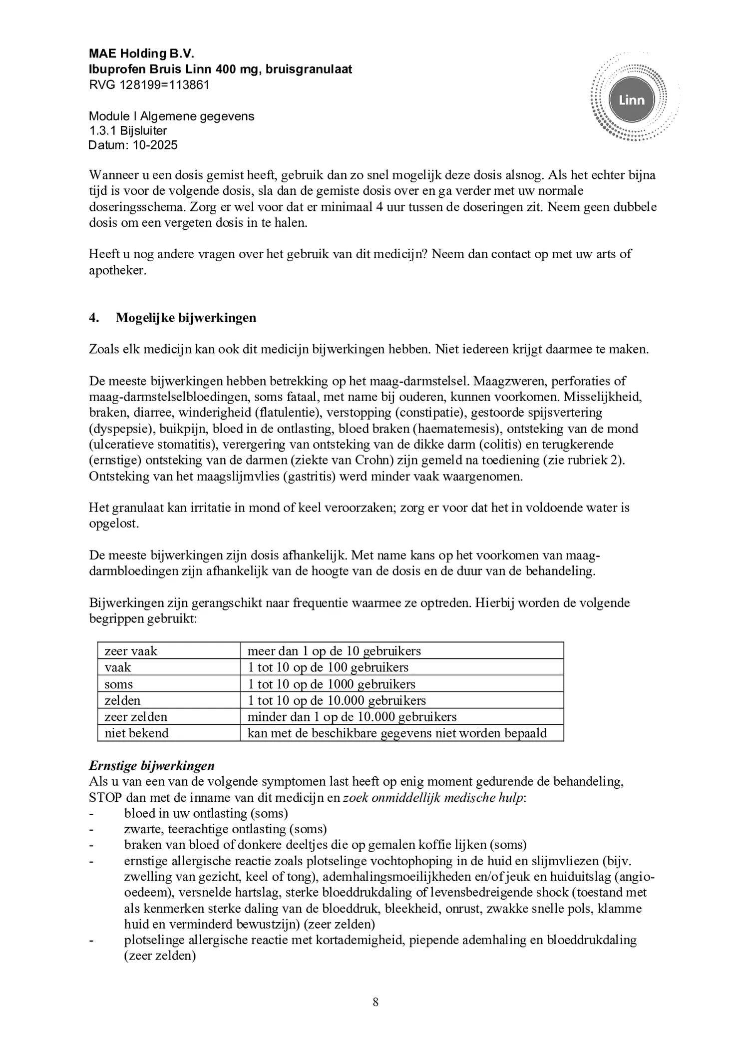 Ibuprofen Bruis Sachets 400mg afbeelding van document #8, bijsluiter