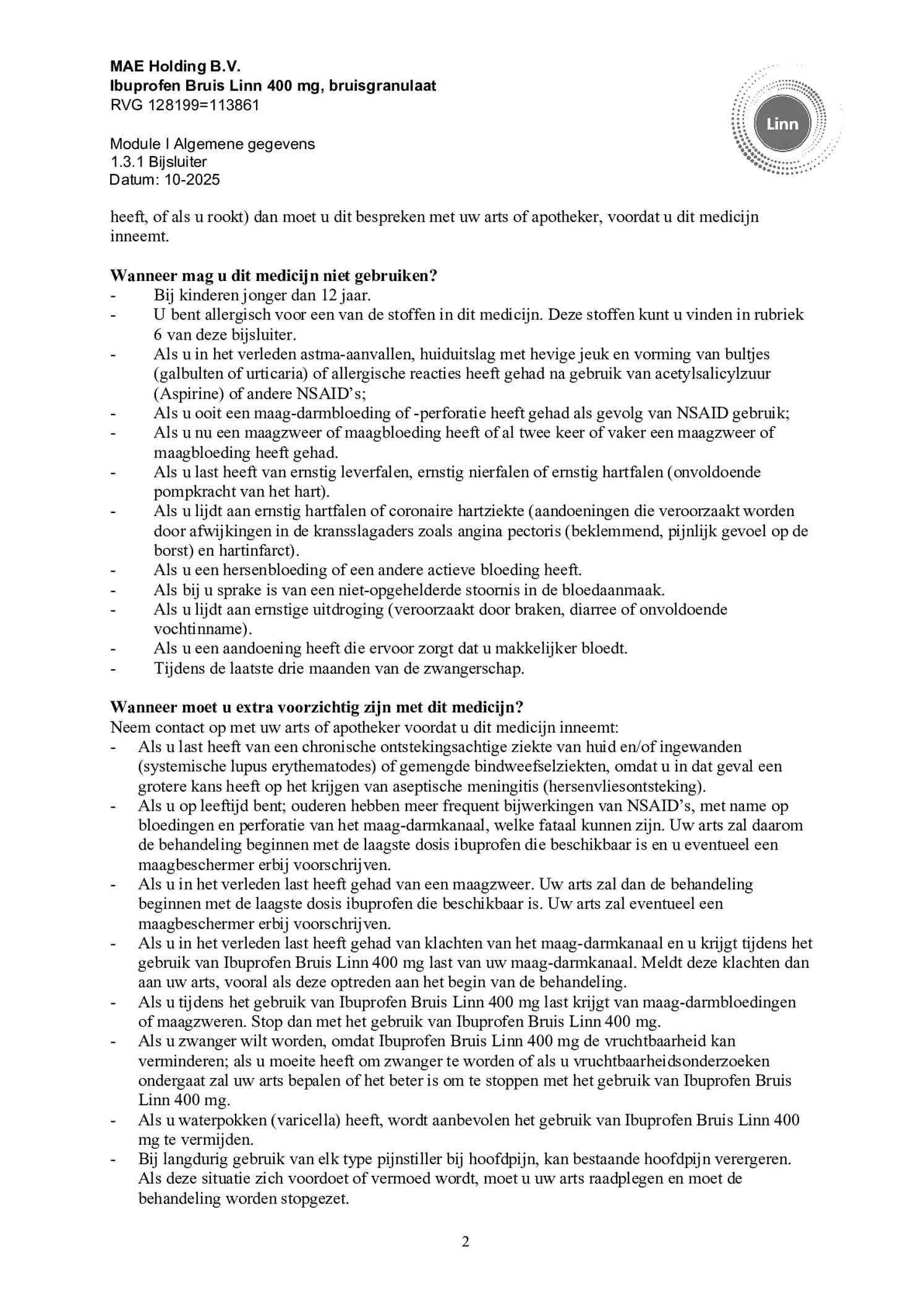 Ibuprofen Bruis Sachets 400mg afbeelding van document #2, bijsluiter
