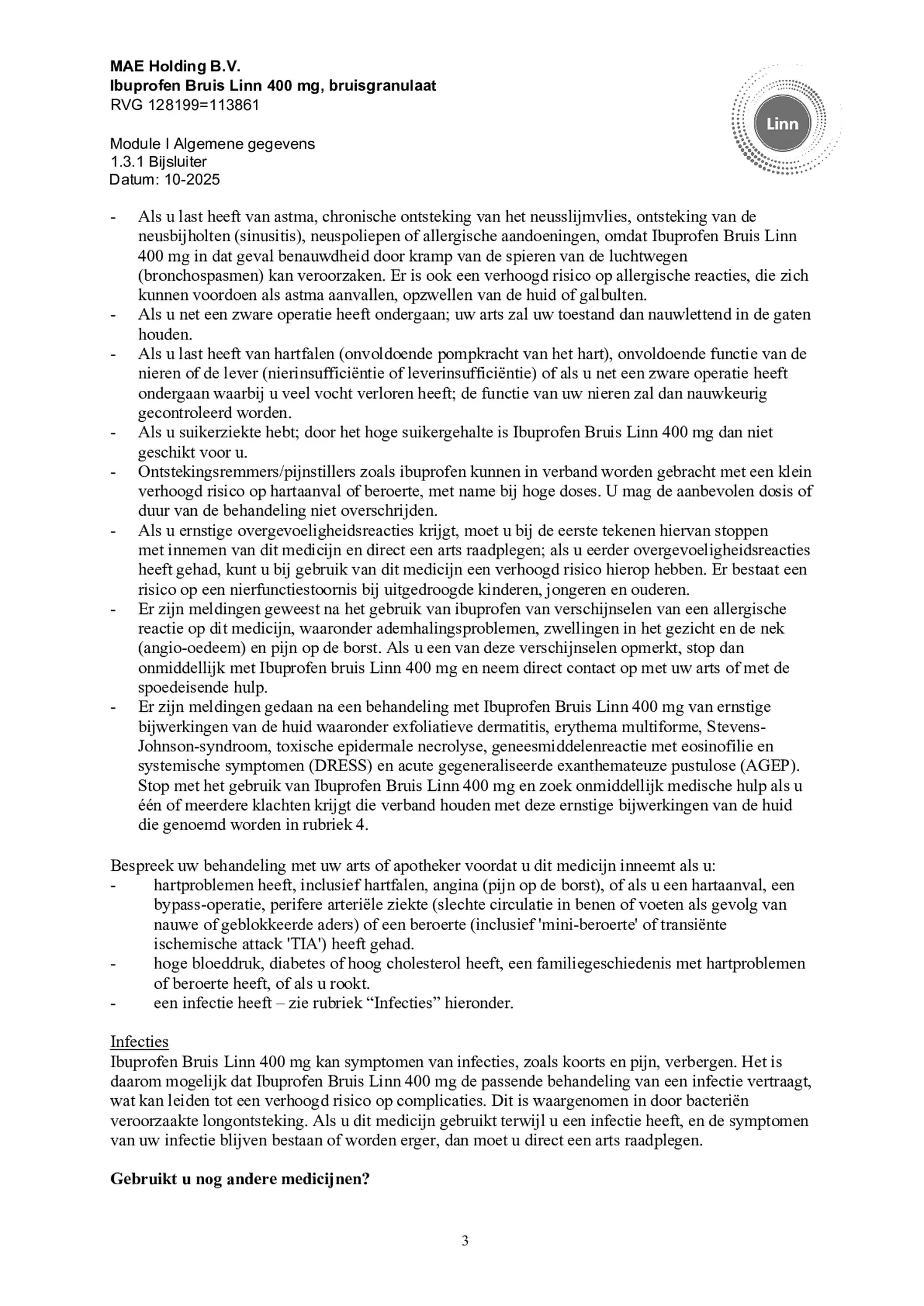 Ibuprofen Bruis Sachets 400mg afbeelding van document #3, bijsluiter