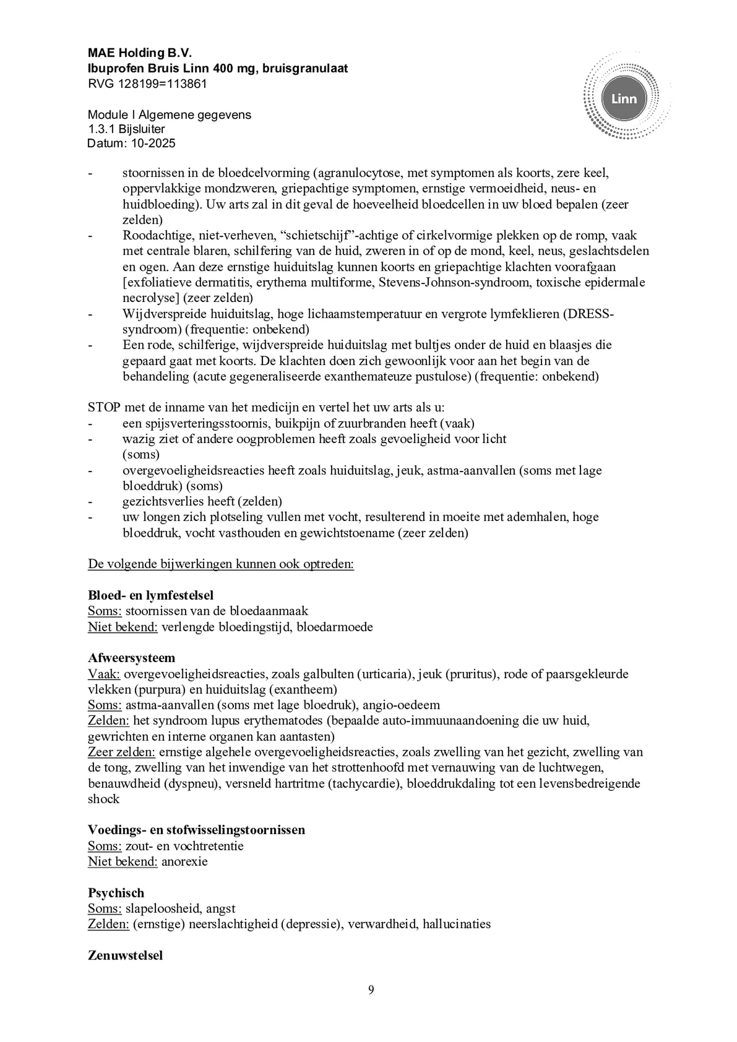 Ibuprofen Bruis Sachets 400mg afbeelding van document #9, bijsluiter