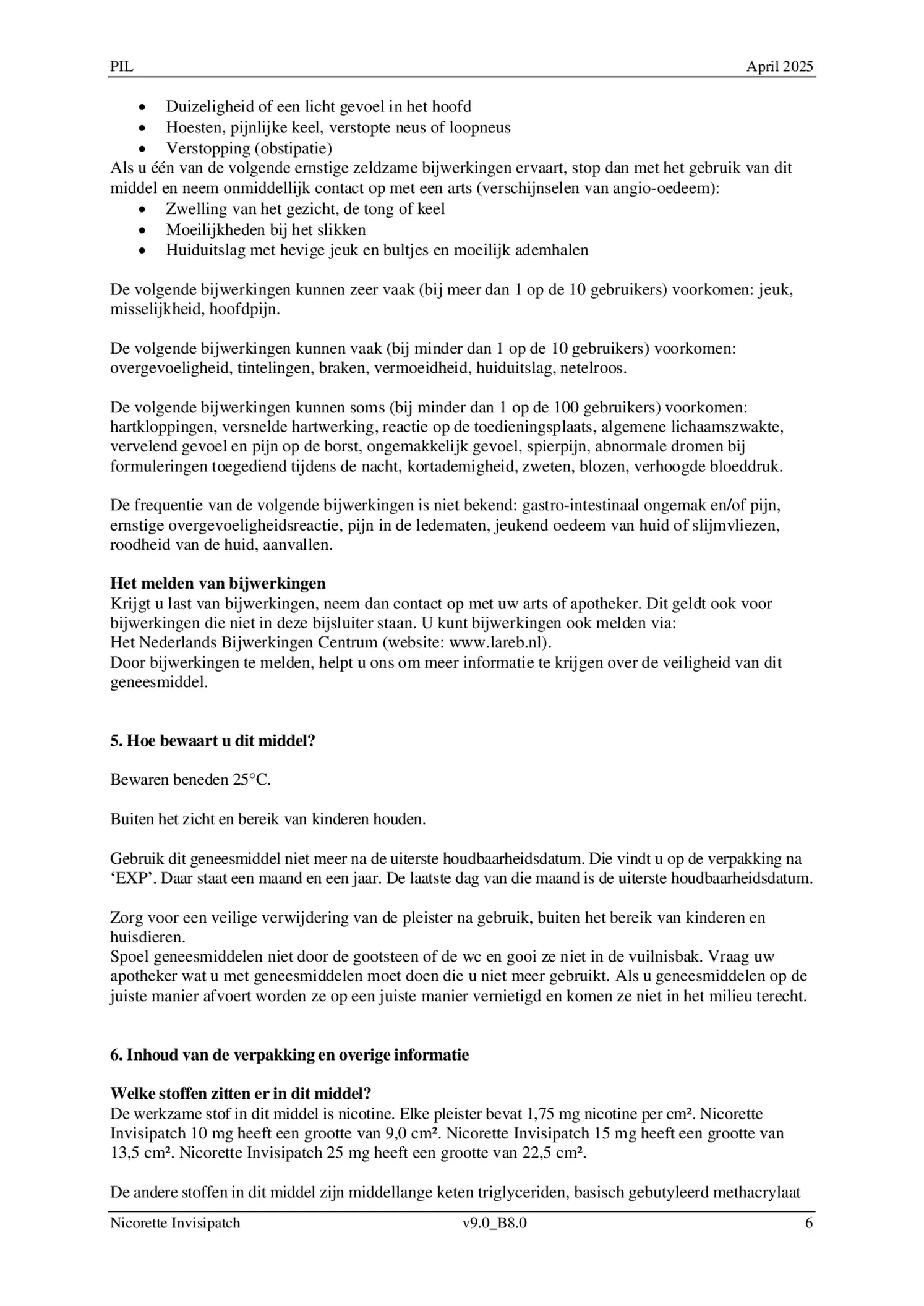 Invisi 25 mg Nicotine Pleister afbeelding van document #6, bijsluiter