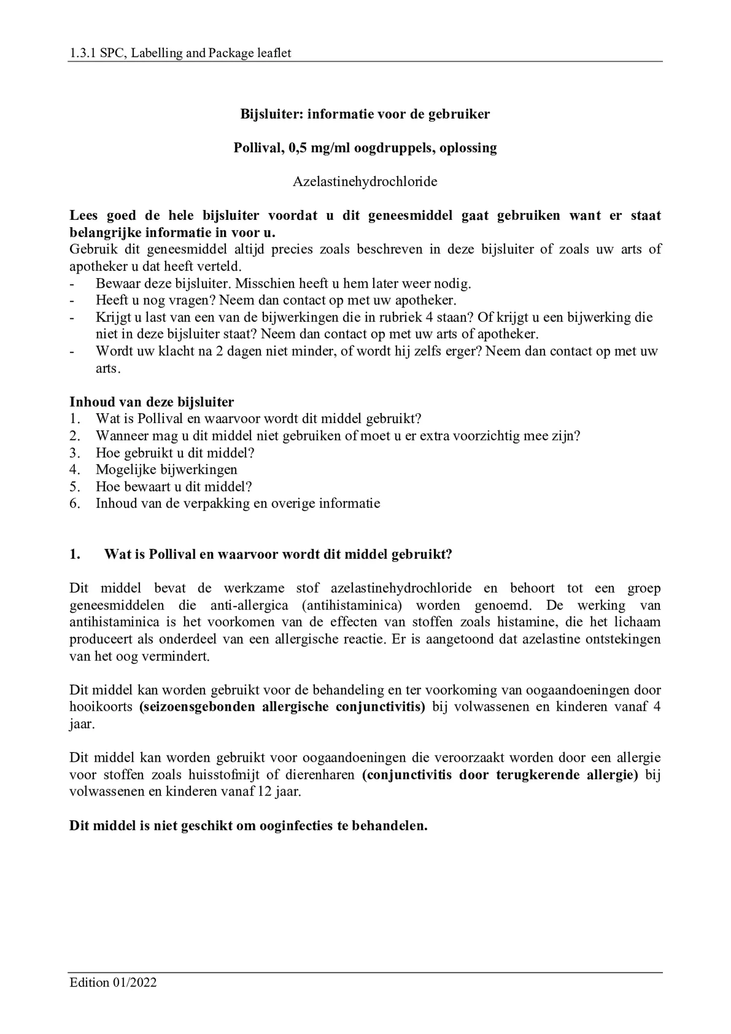 Pollival 0,5mg/ml Oogdruppels afbeelding van document #1, bijsluiter