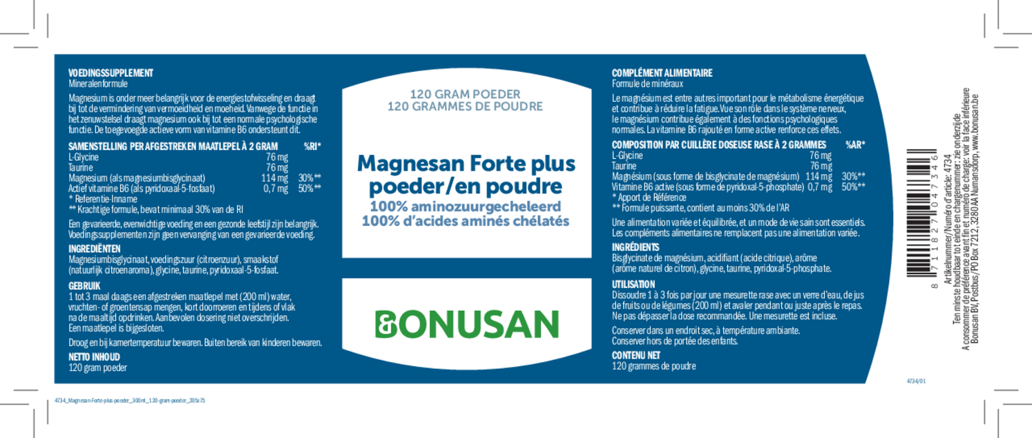 Magnesan Forte Plus Poeder afbeelding van document #1, etiket