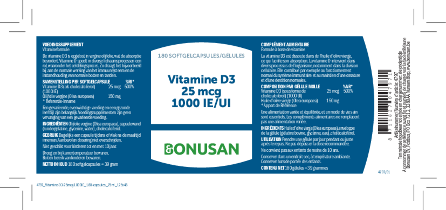 Vitamine D3 25mcg Capsules afbeelding van document #1, etiket