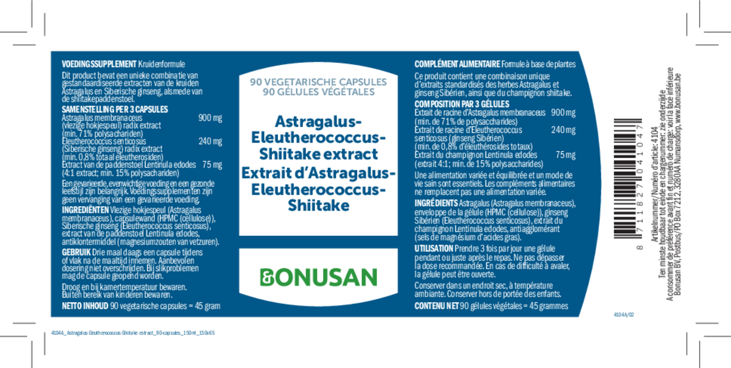 Astragalus Eleutherococcus Shiitake Extract Capsules afbeelding van document #1, etiket