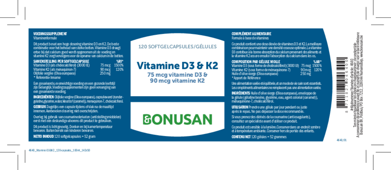 Vitamine D3 & K2 Capsules afbeelding van document #1, etiket