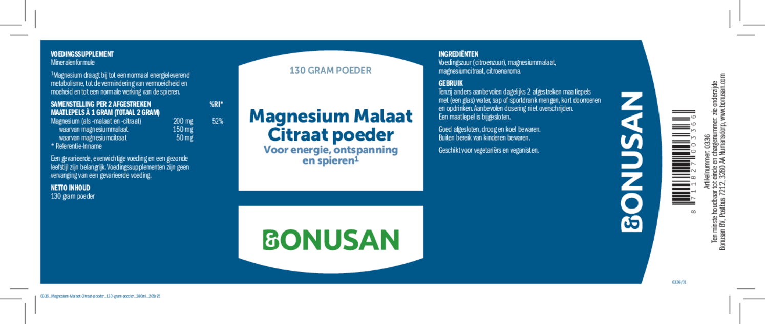 Magnesium Malaat Citraat Poeder afbeelding van document #1, etiket