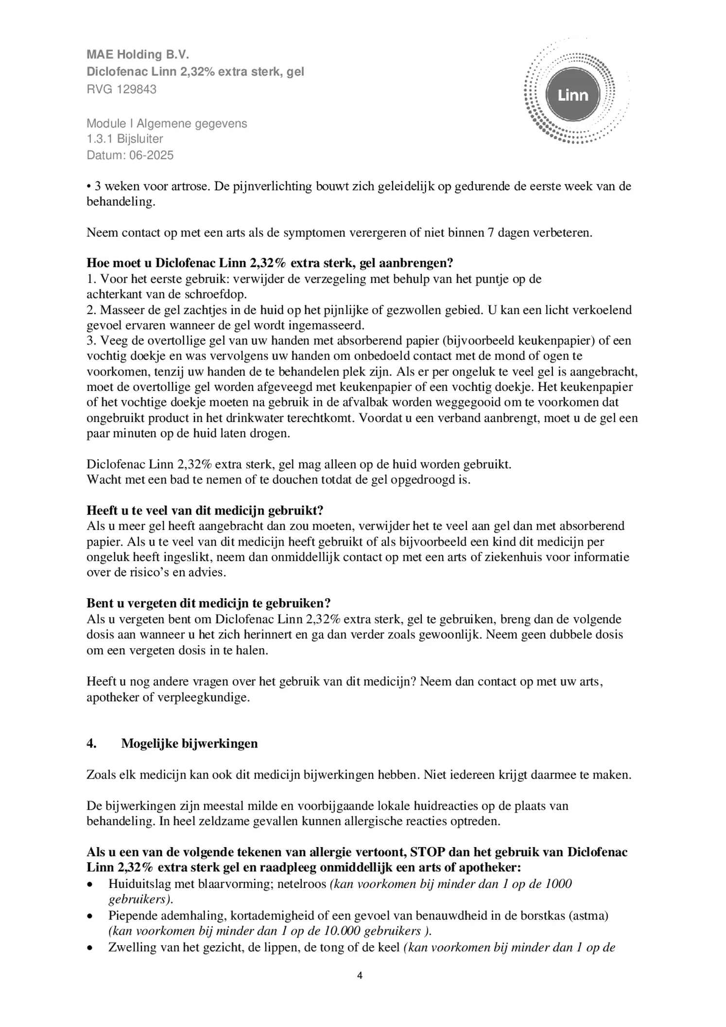 Diclofenac 2,32% Extra Sterk Gel afbeelding van document #4, bijsluiter