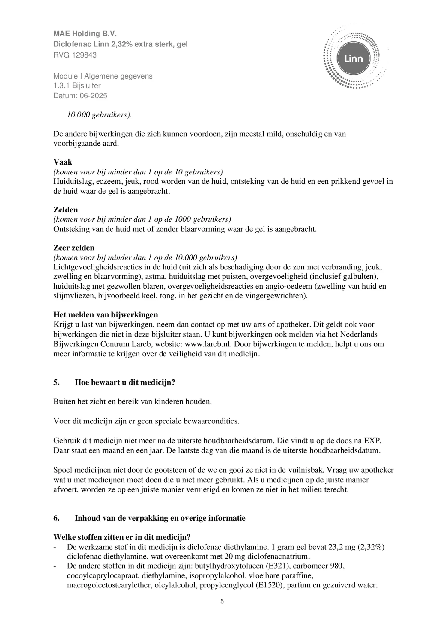 Diclofenac 2,32% Extra Sterk Gel afbeelding van document #5, bijsluiter