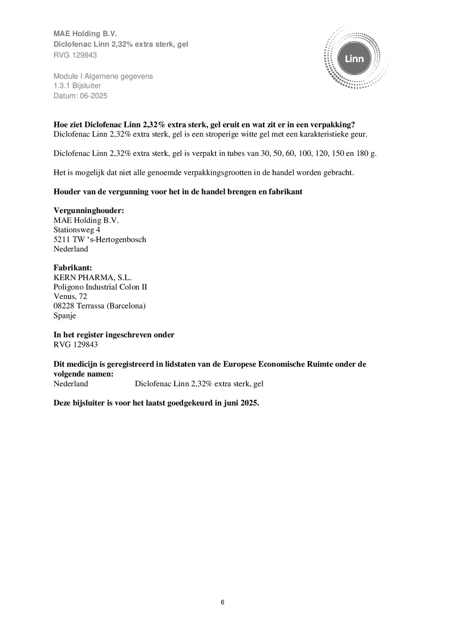 Diclofenac 2,32% Extra Sterk Gel afbeelding van document #6, bijsluiter