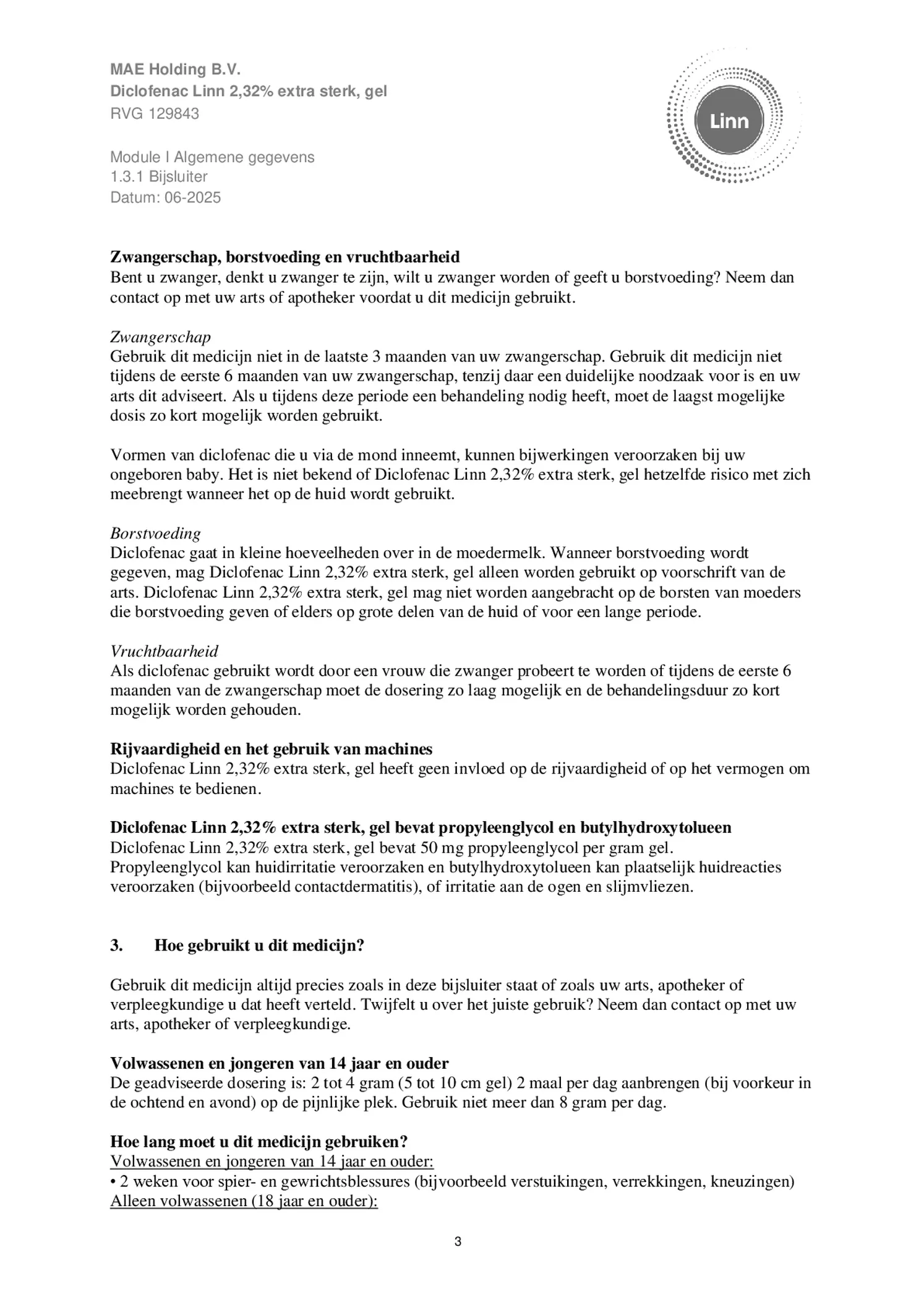 Diclofenac 2,32% Extra Sterk Gel afbeelding van document #3, bijsluiter