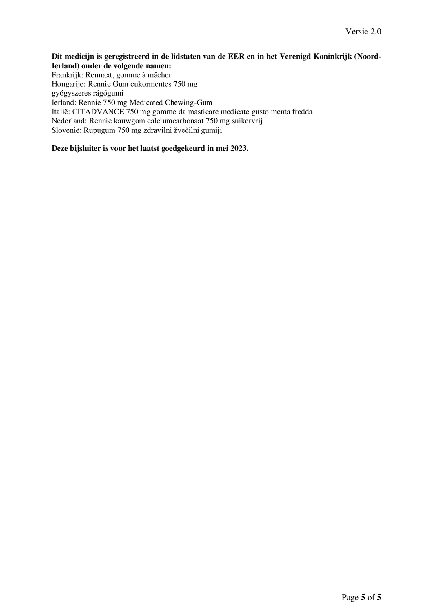 Kauwgom Calciumcarbonaat 750mg Suikervrij afbeelding van document #5, bijsluiter