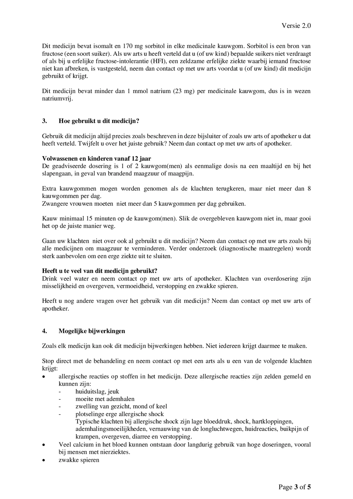 Kauwgom Calciumcarbonaat 750mg Suikervrij afbeelding van document #3, bijsluiter
