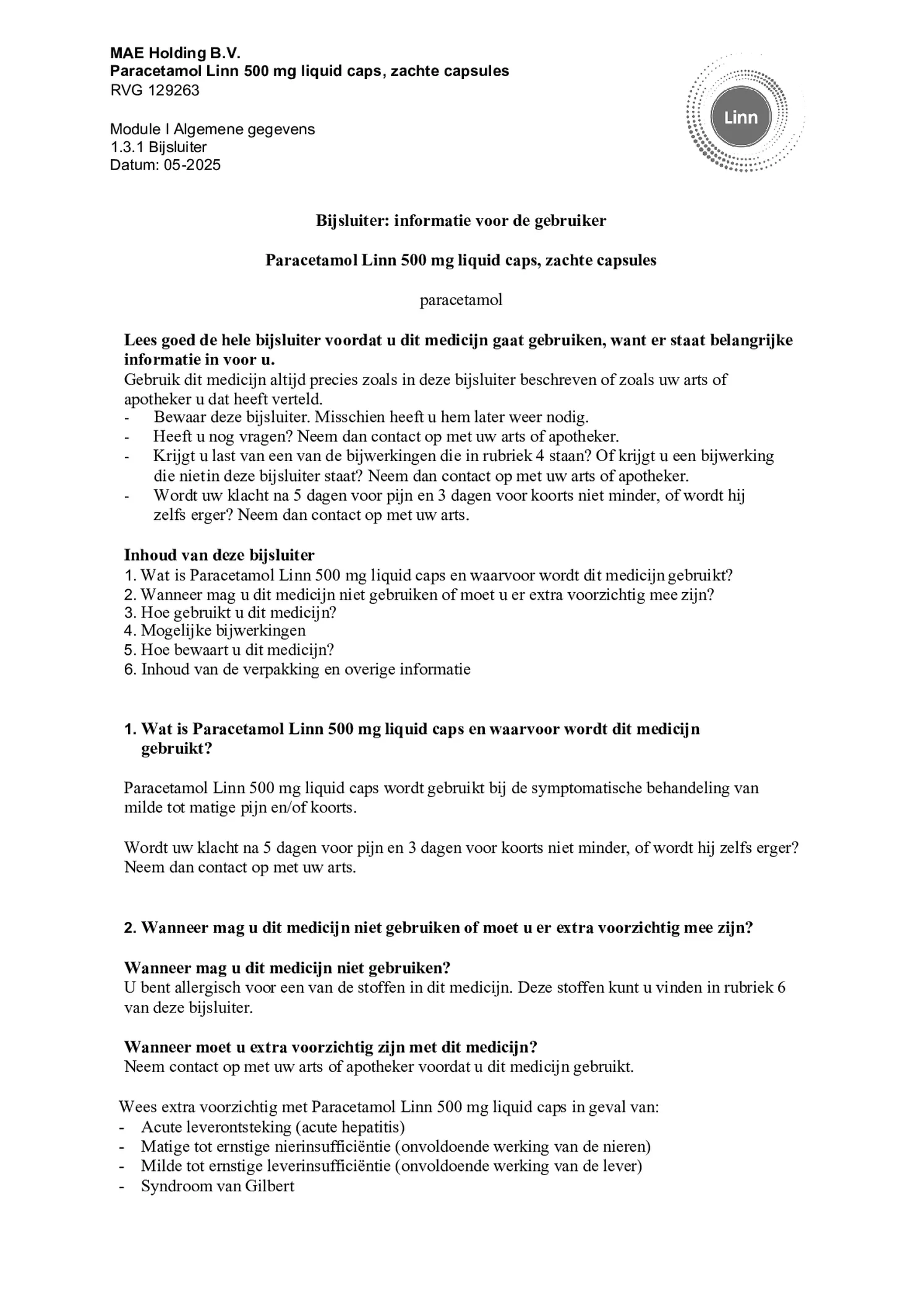 Paracetamol 500mg Liquid Caps afbeelding van document #1, bijsluiter