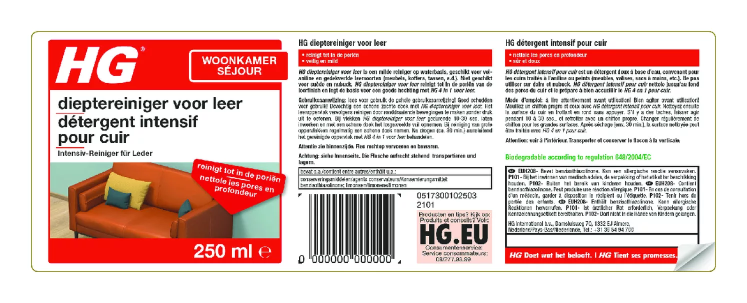 Woonkamer Dieptereiniger voor Leer afbeelding van document #1, etiket