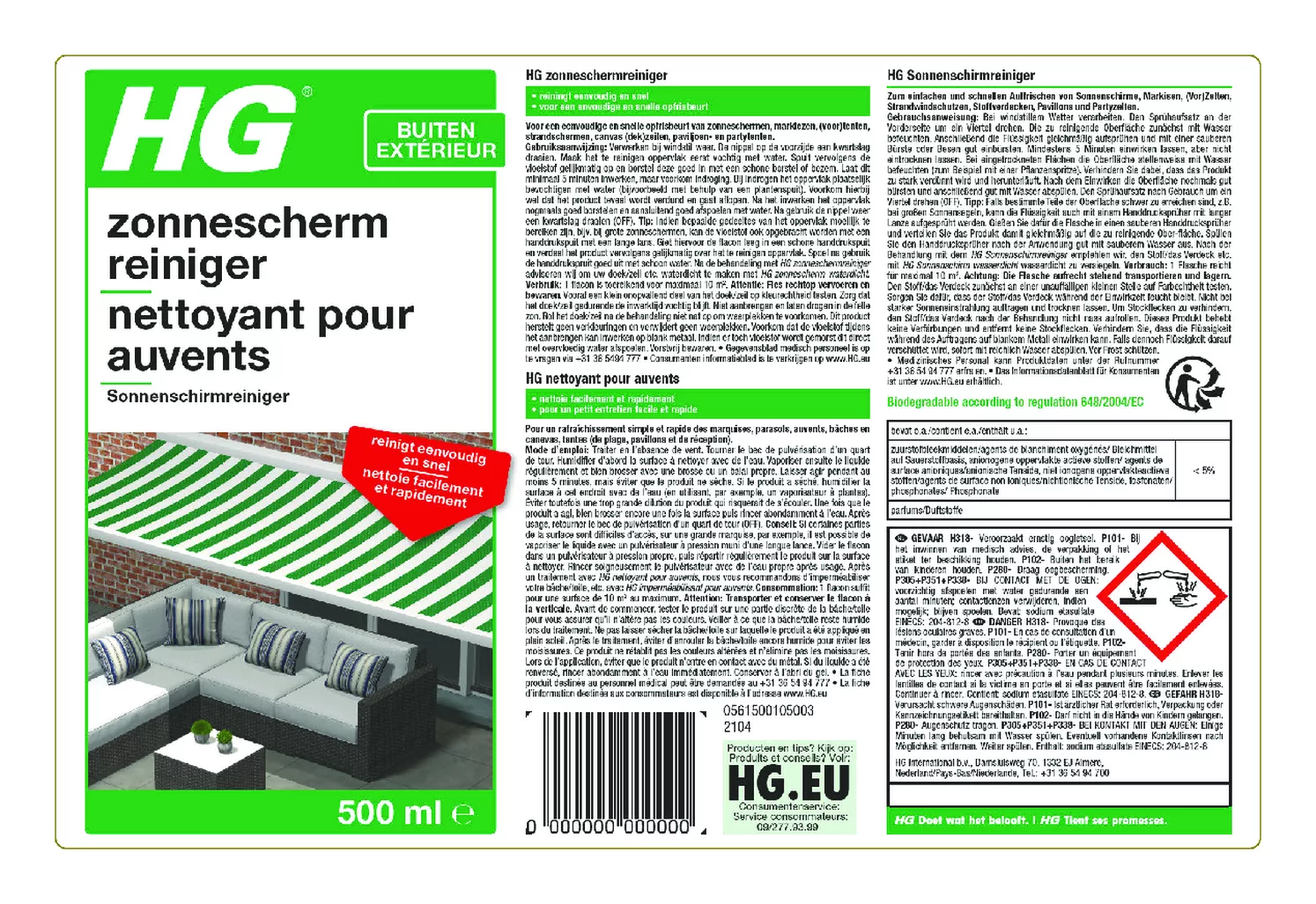 Buiten  Zonneschermreiniger afbeelding van document #1, etiket