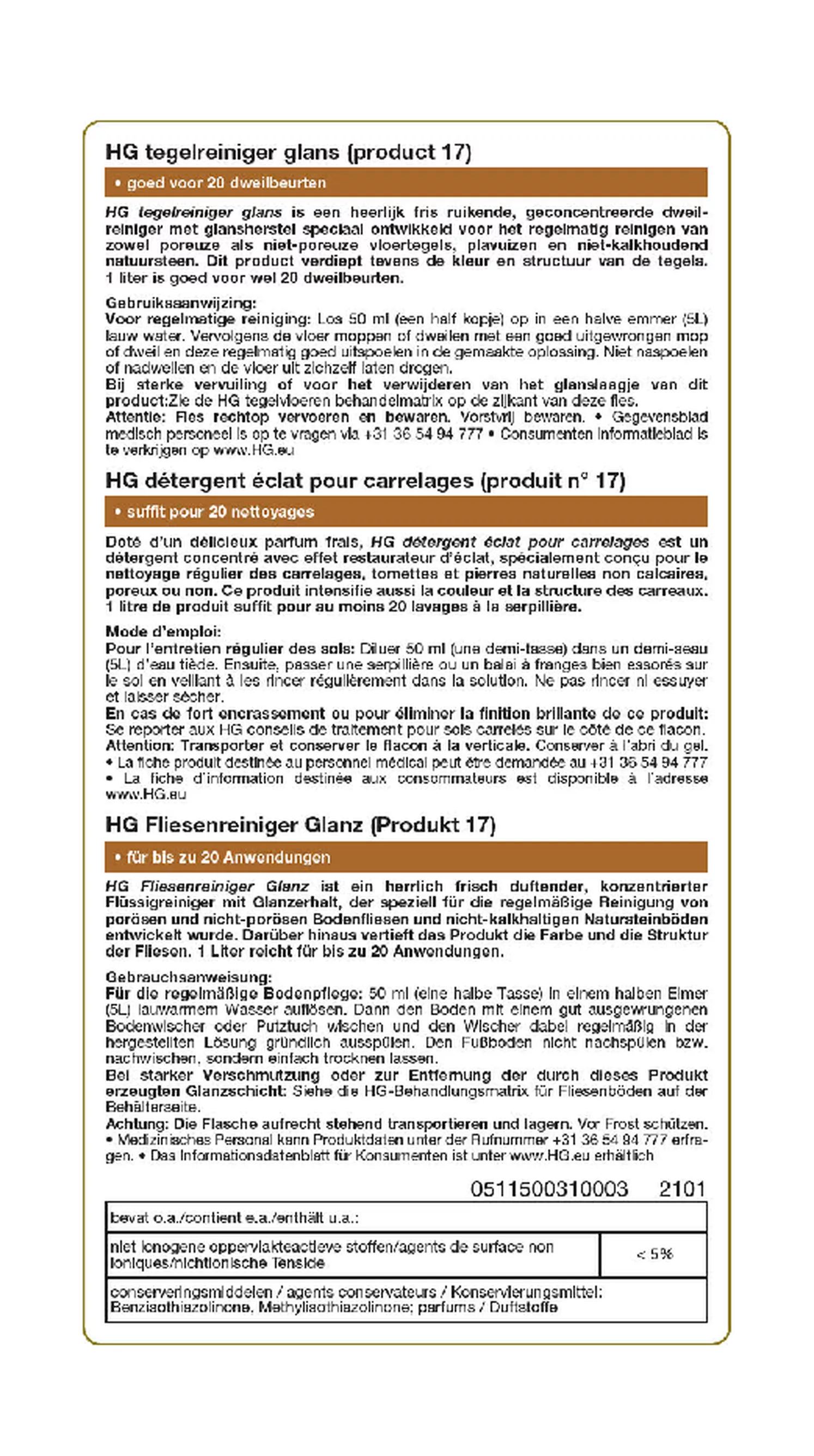 Tegelreiniger Glans afbeelding van document #1, etiket