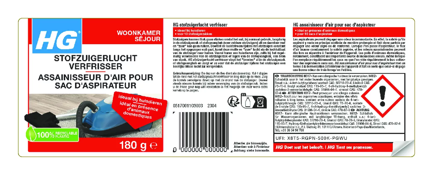 Woonkamer Stofzuiger Lucht Verfrisser afbeelding van document #1, etiket