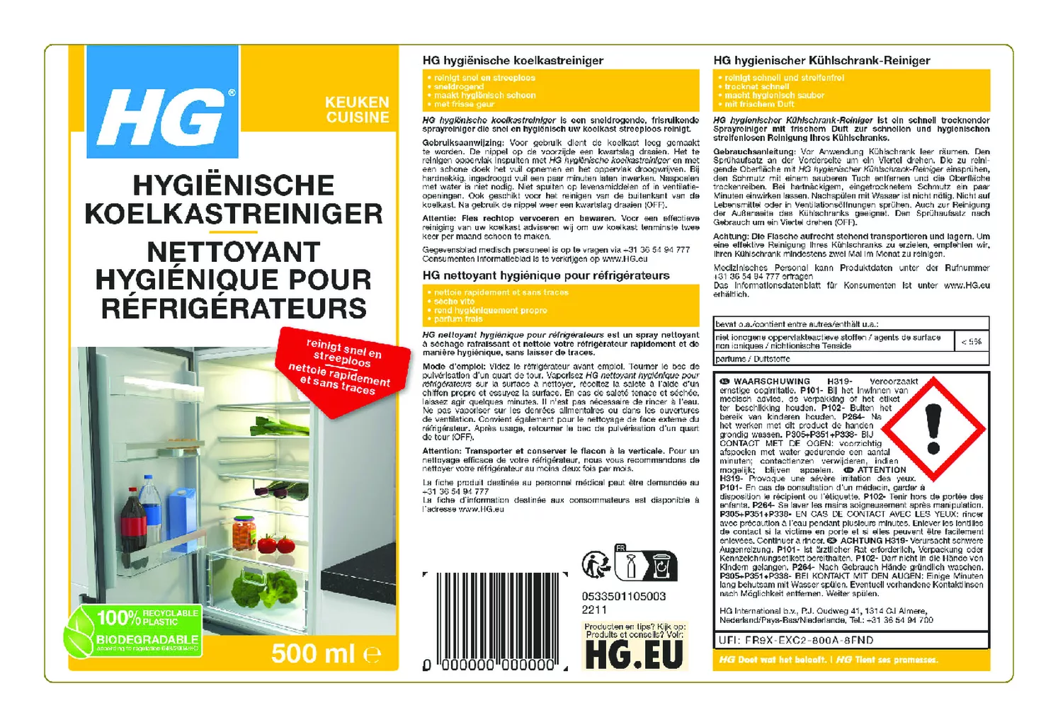 Keuken Hygiënische Koelkastreiniger afbeelding van document #1, etiket