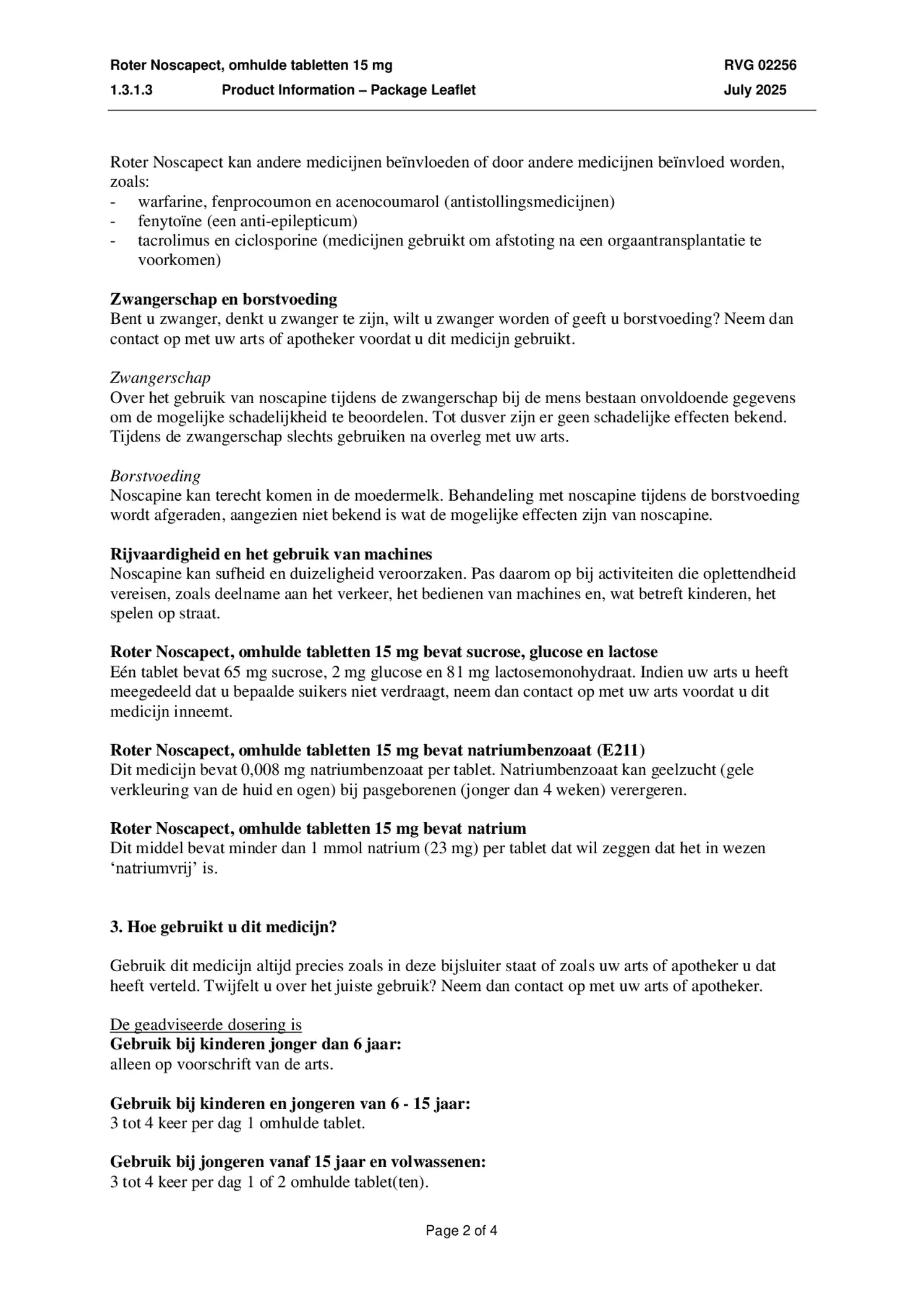 Noscapect Tabletten afbeelding van document #2, bijsluiter