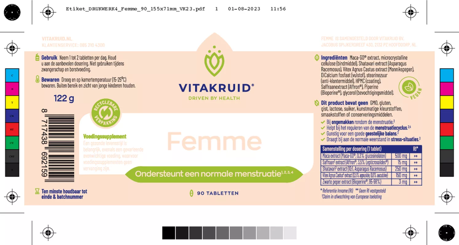 Femme Hormoon support oa Maca & Saffraan afbeelding van document #1, etiket
