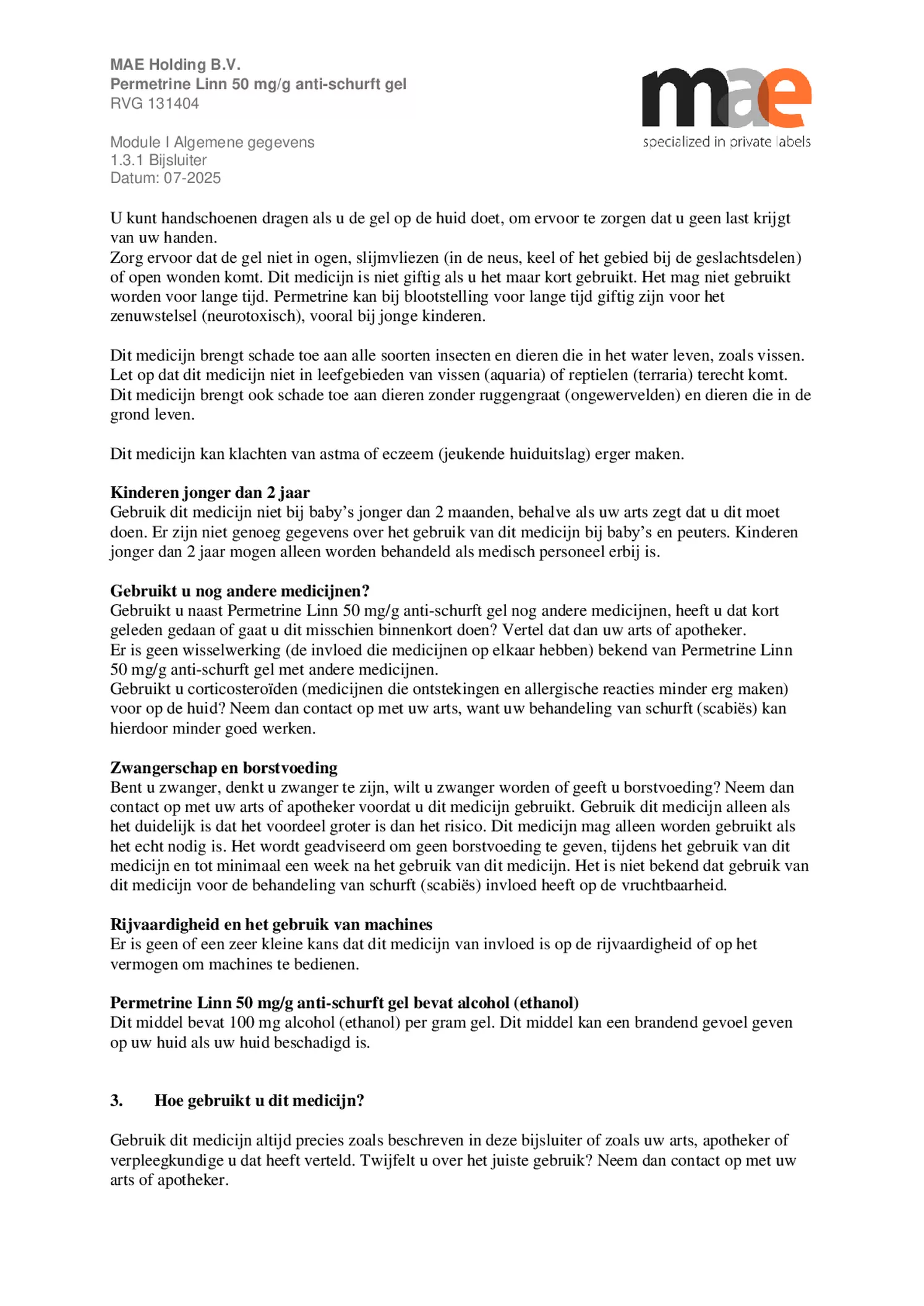 Permetrine 50 mg/g Gel afbeelding van document #2, bijsluiter