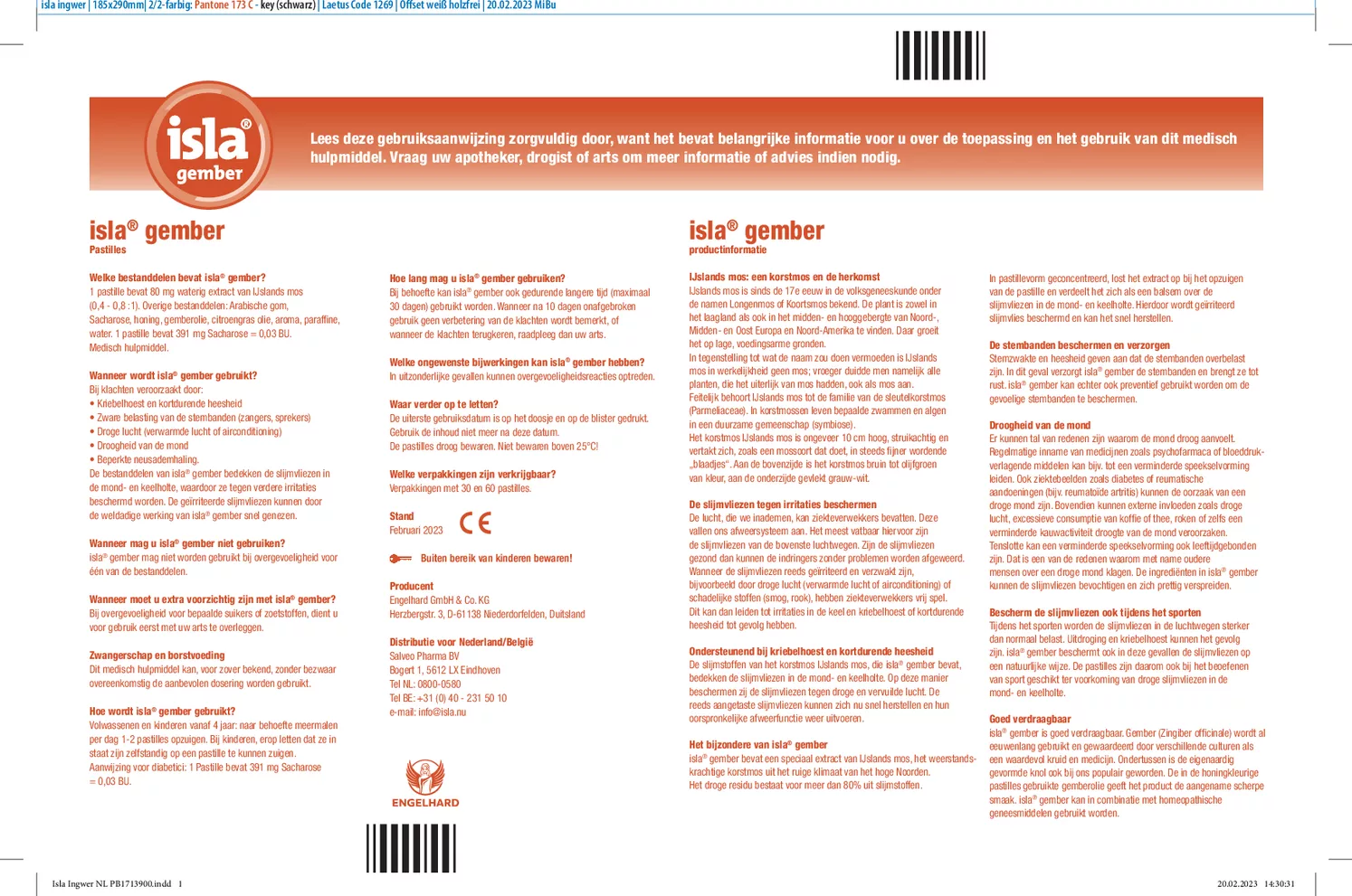 Gember Keelpastilles - bij kriebelhoest en kortdurende heesheid afbeelding van document #1, gebruiksaanwijzing