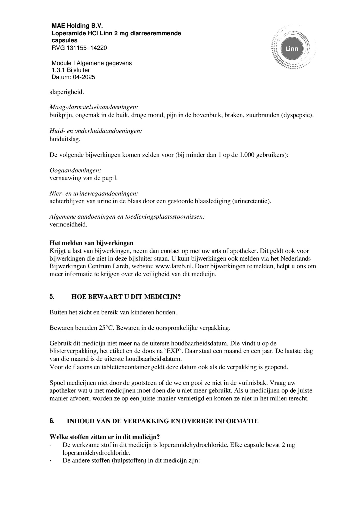 Loperamide Diarreeremmende Capsules afbeelding van document #8, bijsluiter