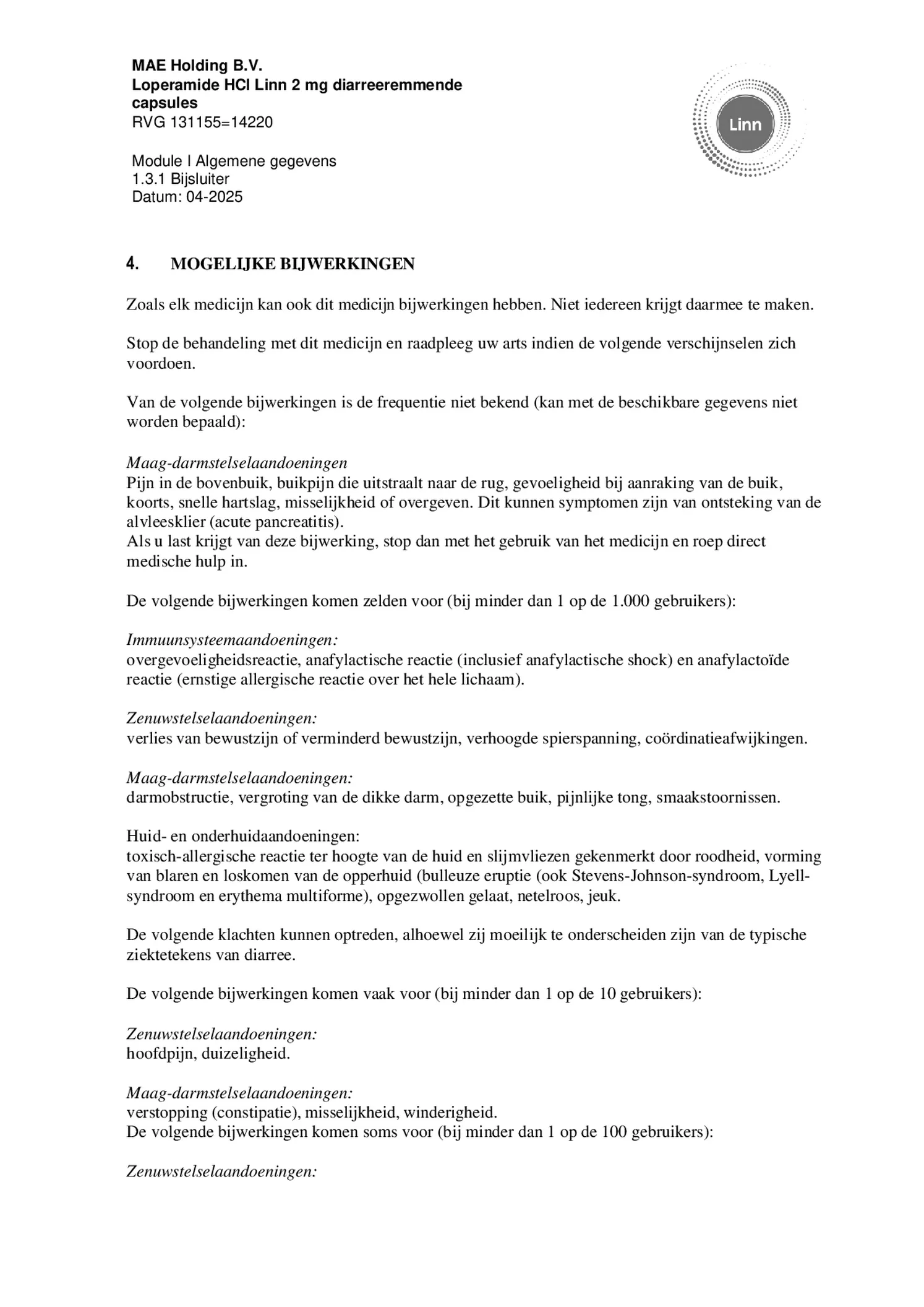 Loperamide Diarreeremmende Capsules afbeelding van document #7, bijsluiter