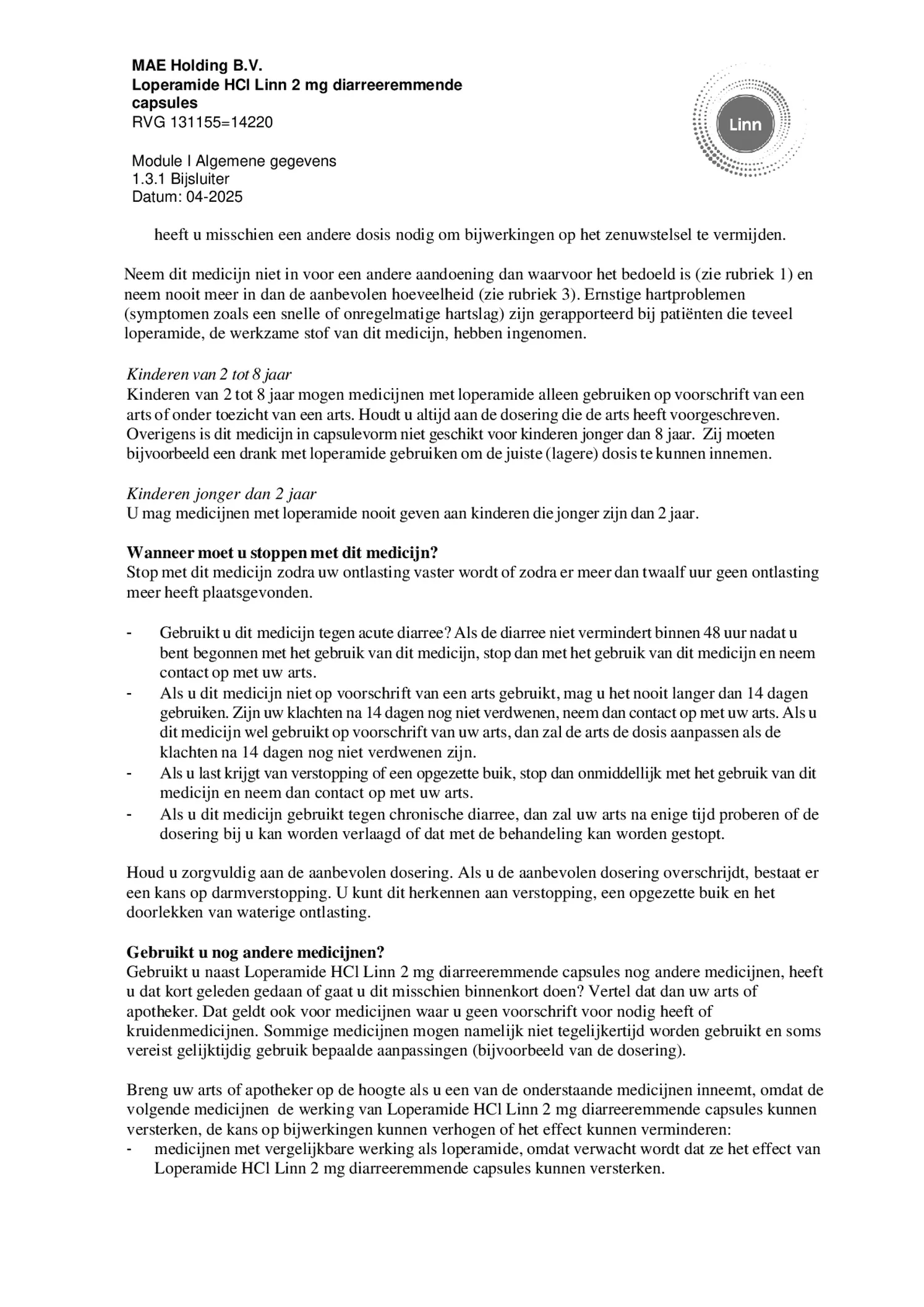 Loperamide Diarreeremmende Capsules afbeelding van document #3, bijsluiter