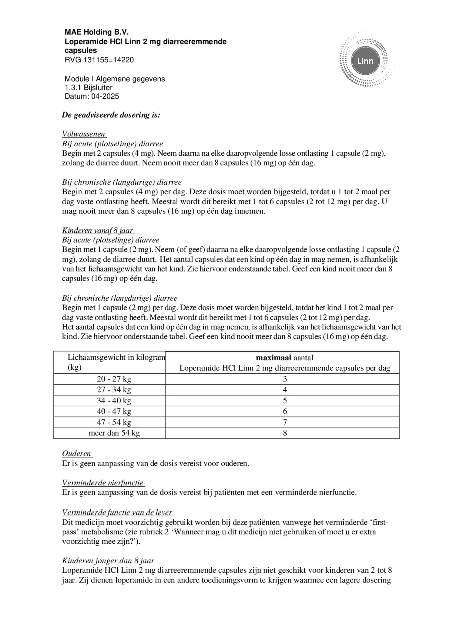 Loperamide Diarreeremmende Capsules afbeelding van document #5, bijsluiter