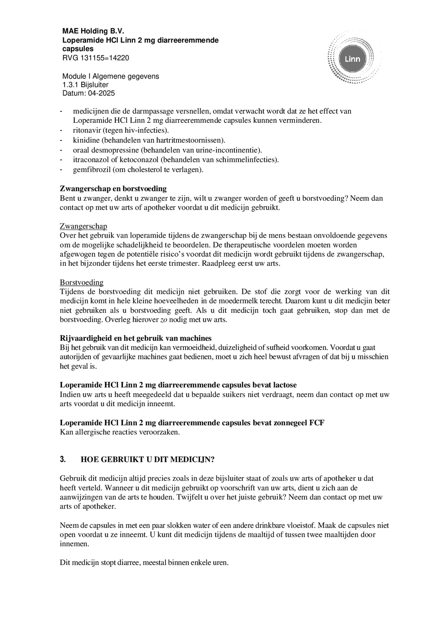 Loperamide Diarreeremmende Capsules afbeelding van document #4, bijsluiter