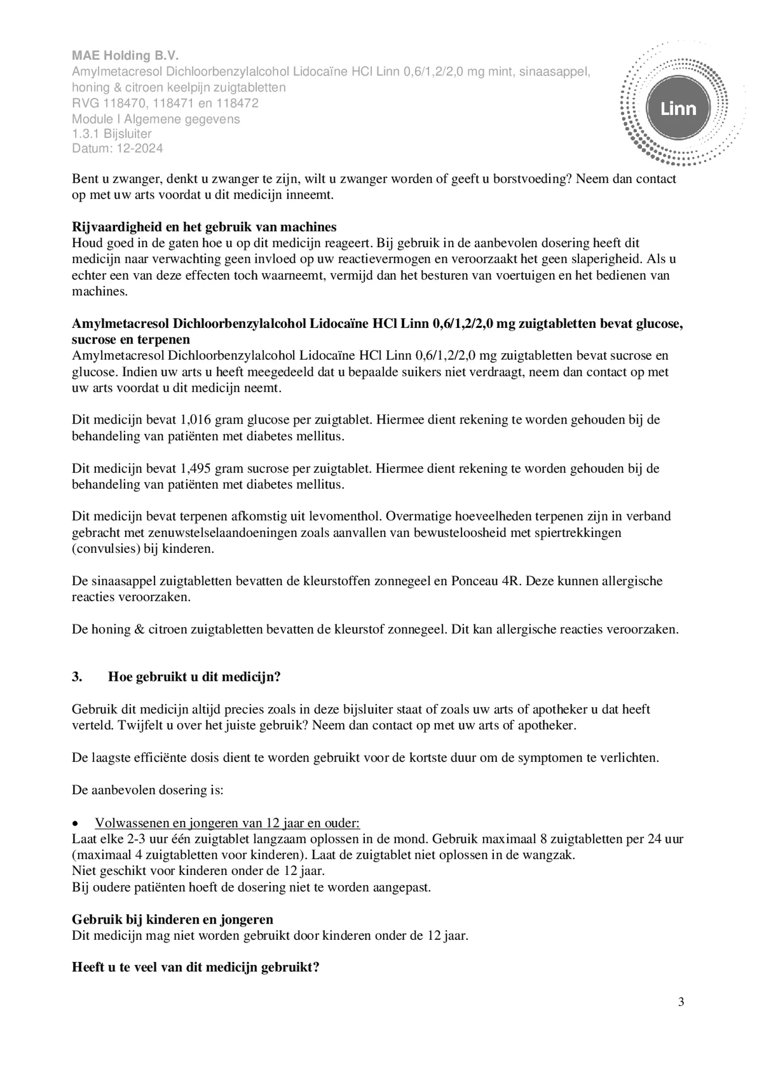 Lidocaine Keelpijn Honing en Citroen Zuigtabletten afbeelding van document #3, bijsluiter