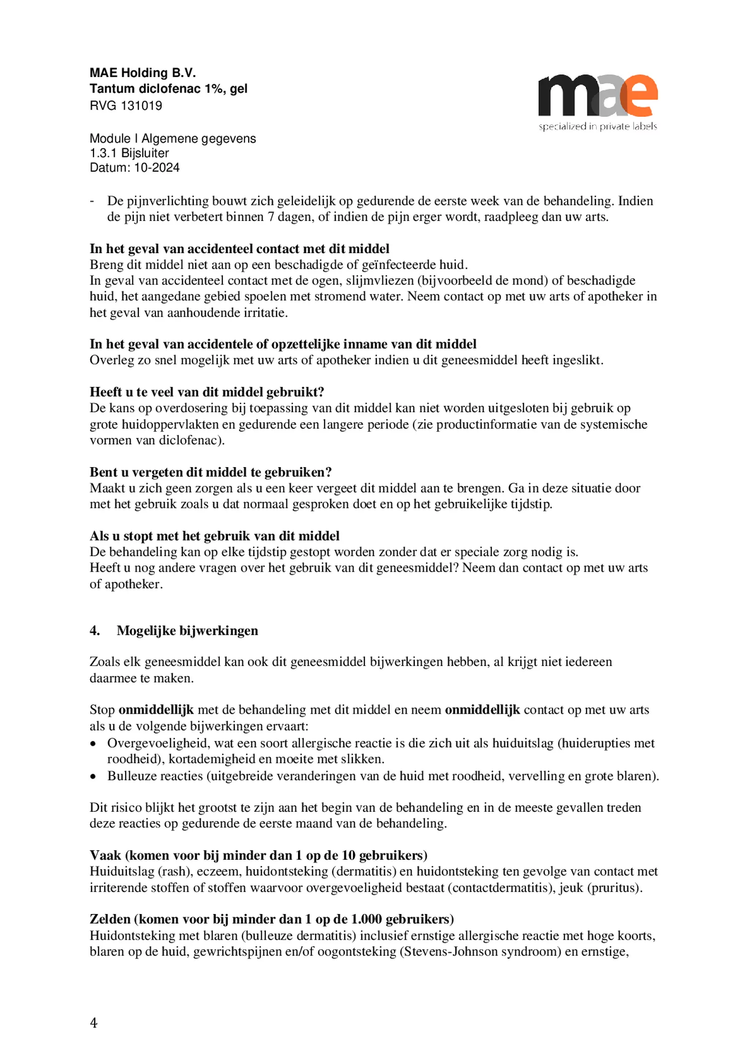 Diclofenac 1% Gel afbeelding van document #4, bijsluiter