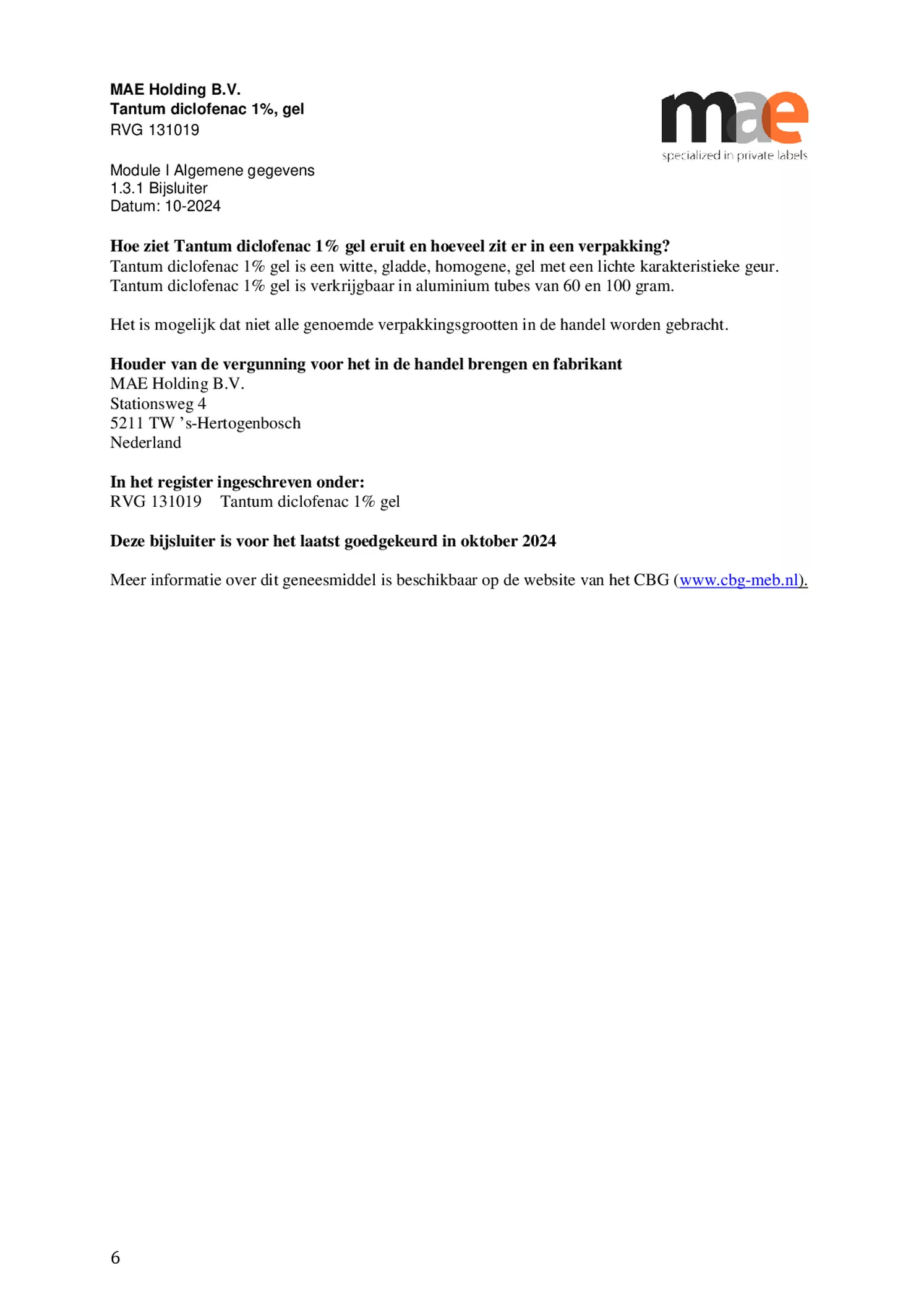 Diclofenac 1% Gel afbeelding van document #6, bijsluiter